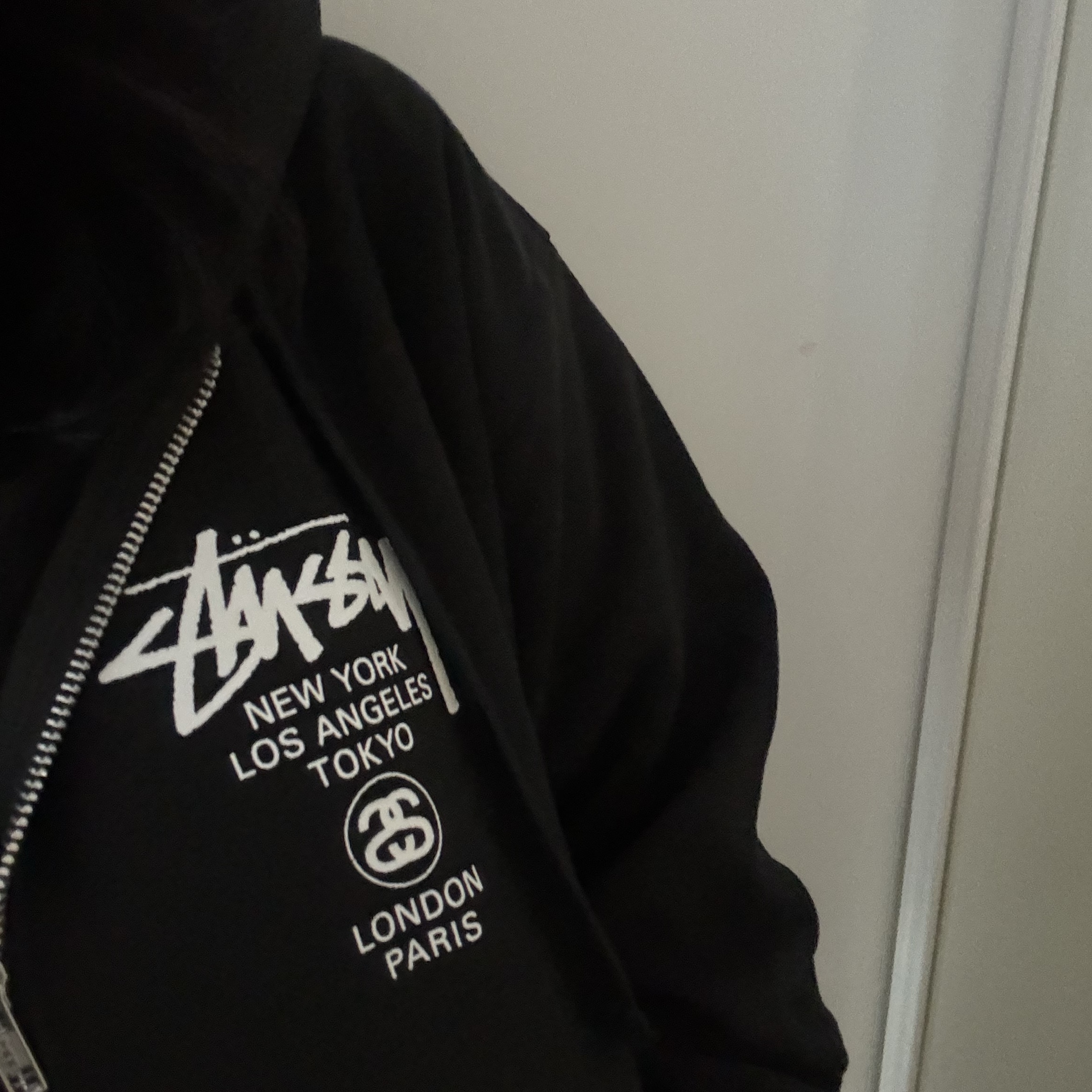 Stussy World Tour Zip Hoodie Black 2023 착용 스타일