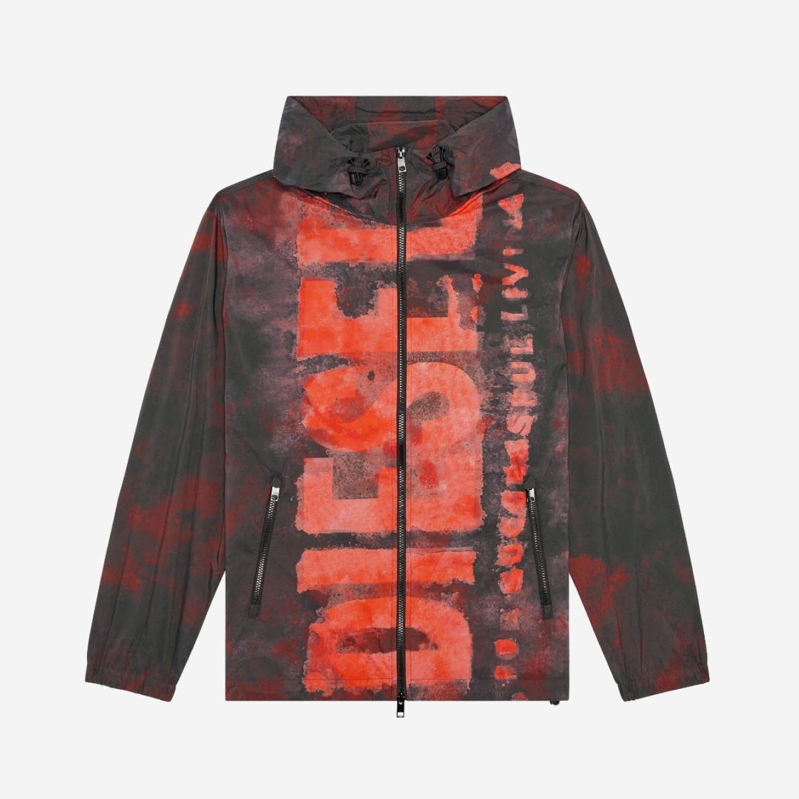 Diesel J-Warrett-Logo Watercolour Effect Hood Jacket Black 상세 이미지 1