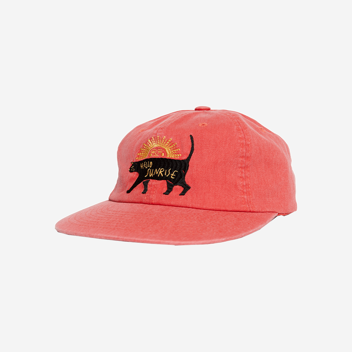 헬로선라이즈 워시드 선라이즈 캣 로고 6패널 캡 스칼렛 오렌지(Hello Sunrise Washed Sunrise Cat Logo 6Panel Cap Scarlet Orange) - 2