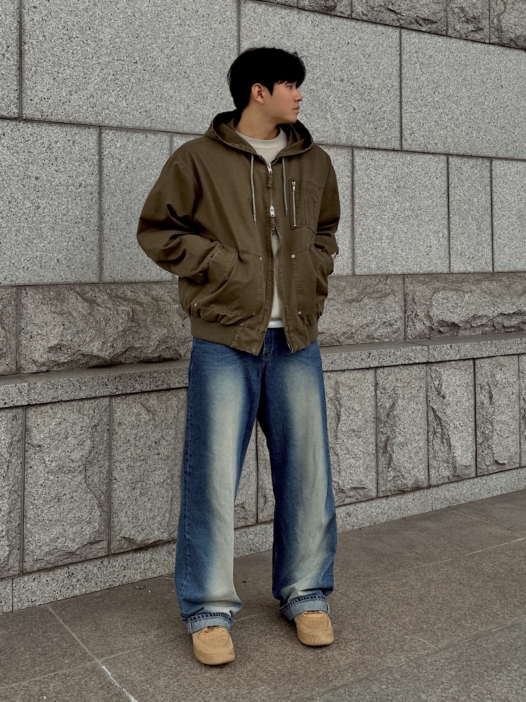 Nike Air Force 1 '07 WB Flax 착용 스타일 - 1