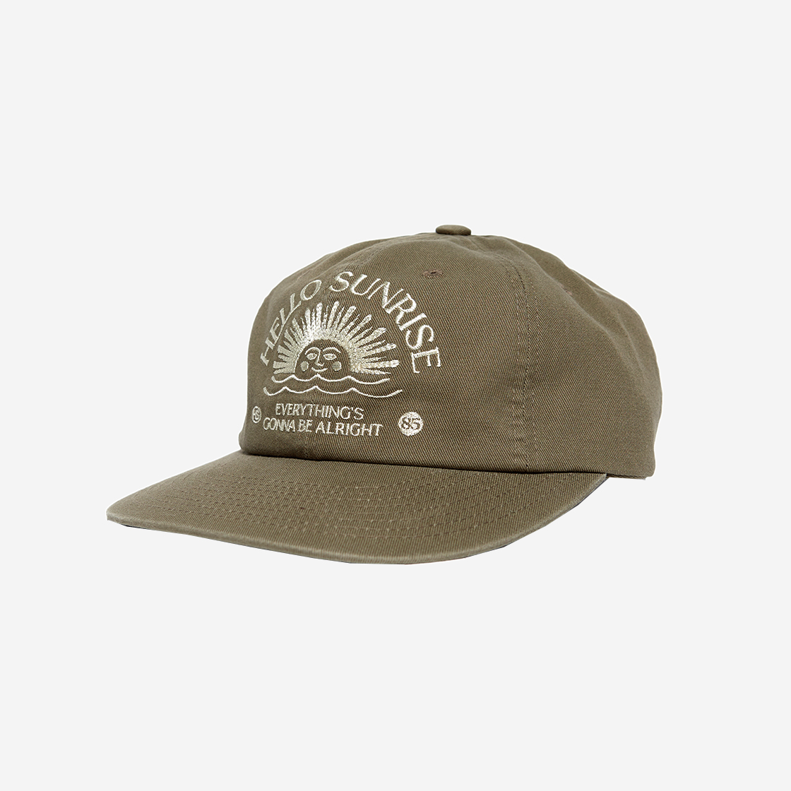 헬로선라이즈 워시드 HS 아치 로고 6패널 캡 카키(Hello Sunrise Washed HS Arch Logo 6Panel Cap Khaki) - 2