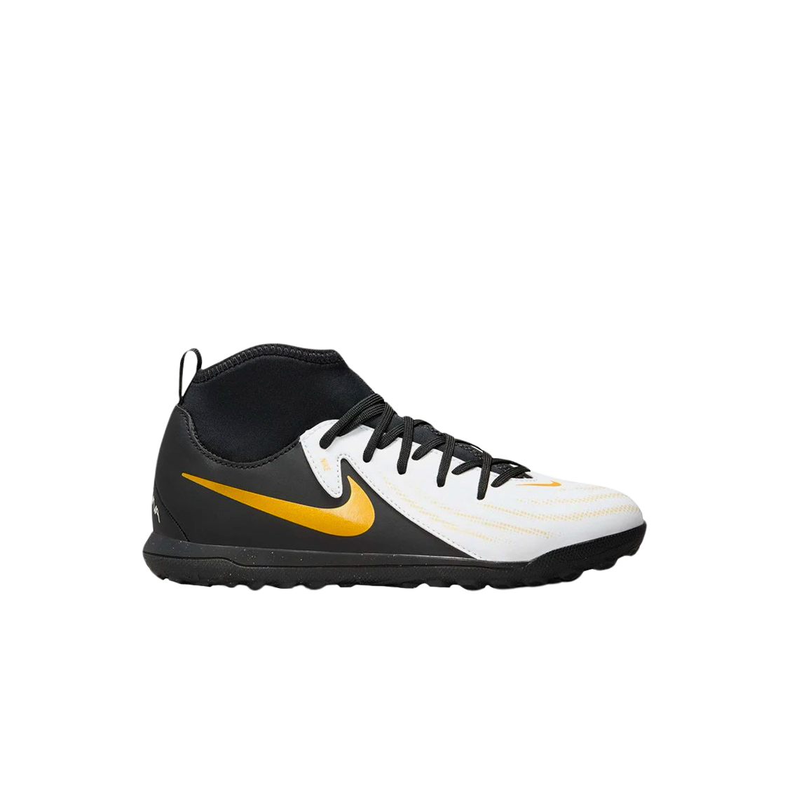 (JR) 나이키 팬텀 루나 2 클럽 TF 화이트 메탈릭 골드 코인((JR) Nike Phantom Luna 2 Club TF White Metallic Gold Coin)