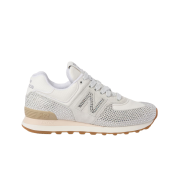 (W) New Balance x Miu Miu 574 Suede Denim Sneakers White