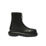 (W) Jil Sander Calf Leather Ankle Boots with Zip Closure Black