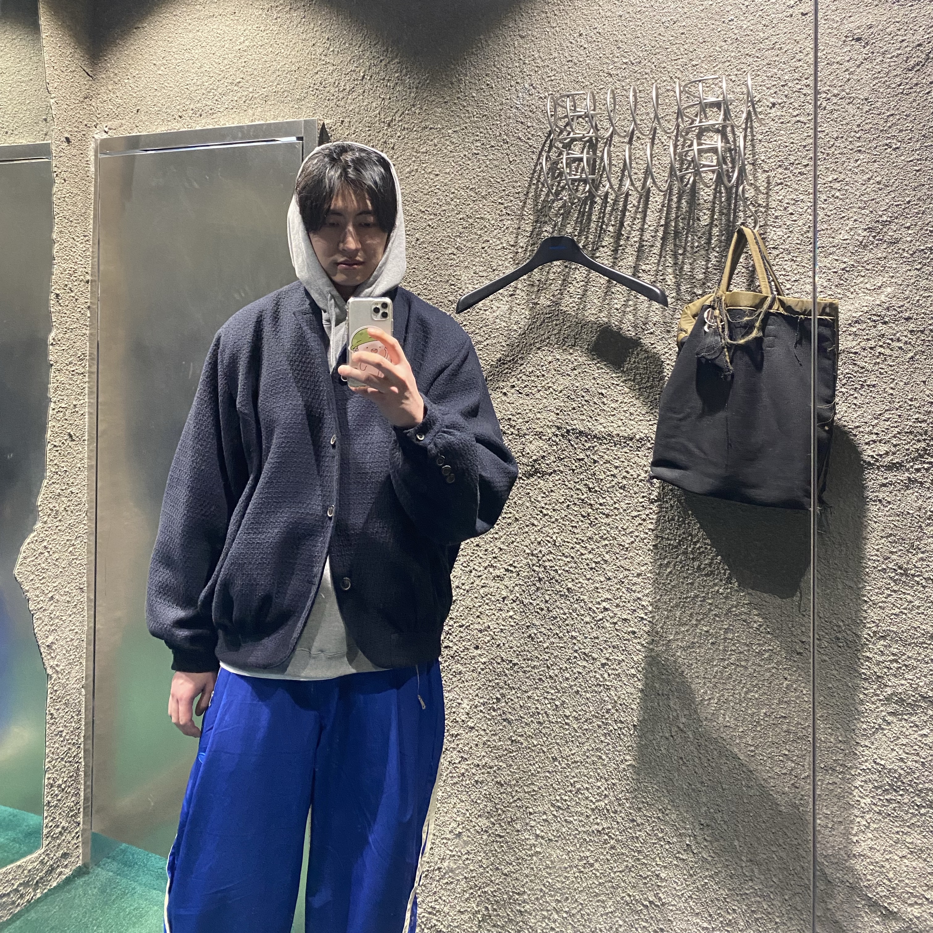 Ader Error Atte Jacket Noir, Ader Error Bashar Trousers Z-Blue 착용 스타일 - 3