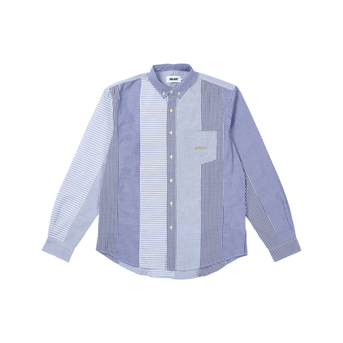 Palace Patchwork Stripe Shirt Blue - 24SS 상세 이미지 1