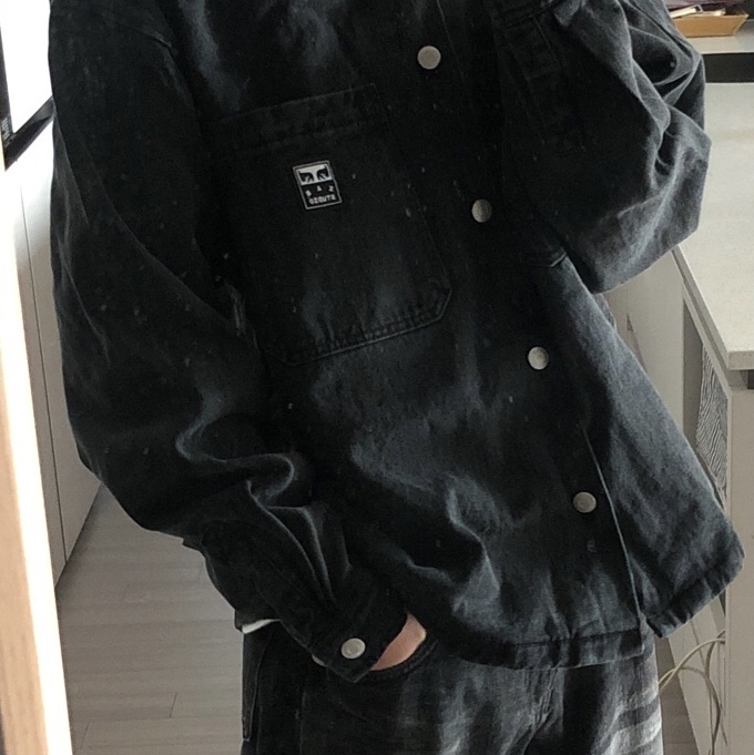 IAB Studio x Obey Painters Shirt Jacket Dusty Black 착용 스타일 - 1