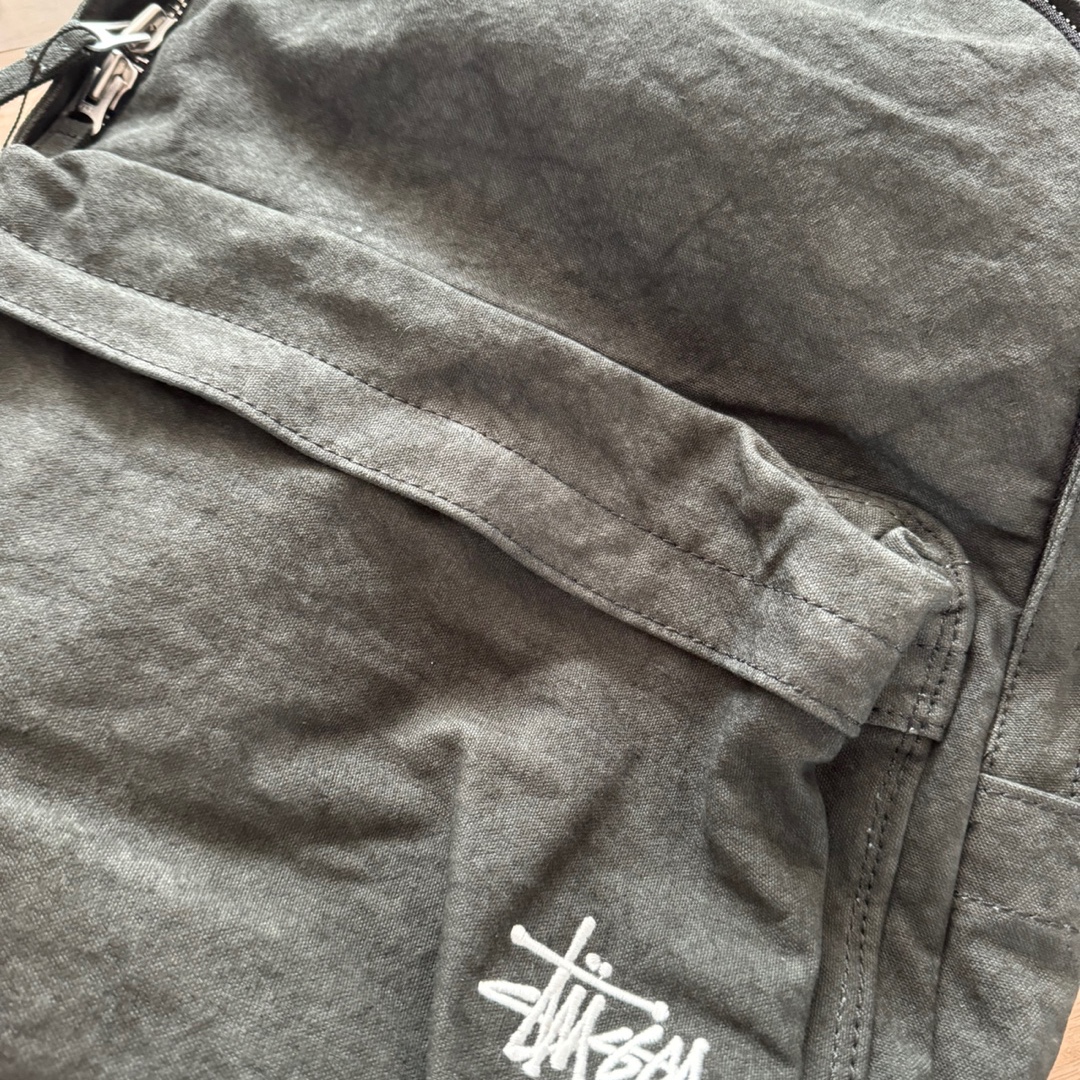 Stussy Canvas Backpack Washed Black 착용 스타일