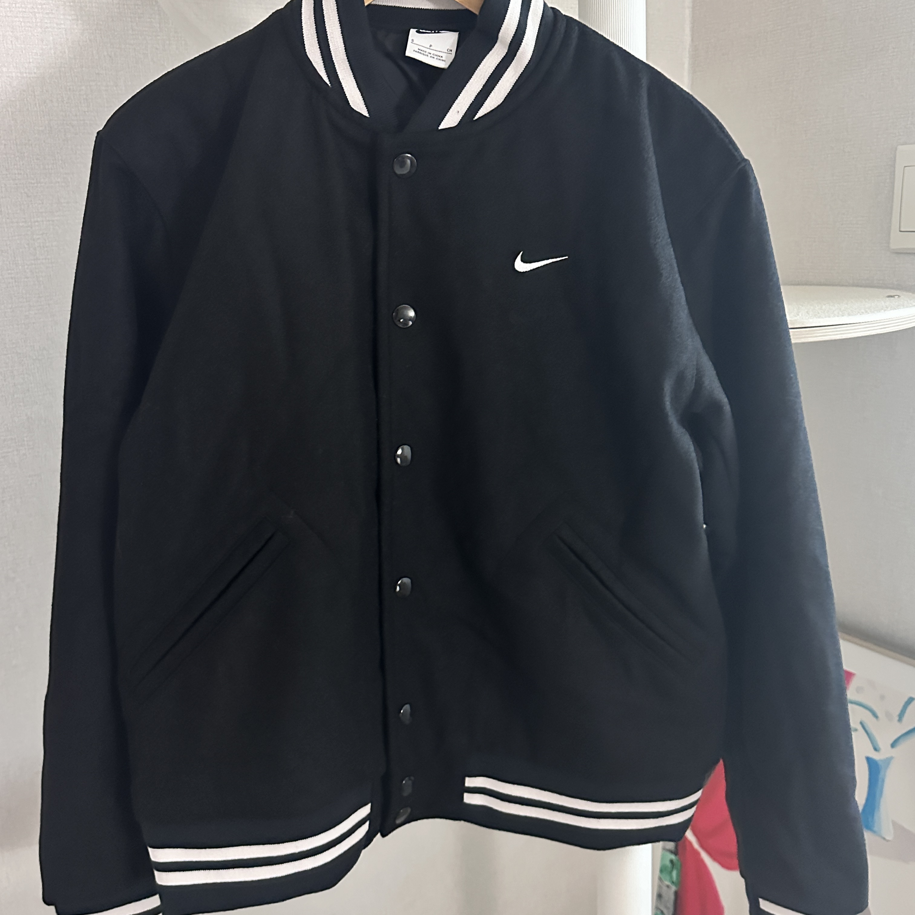 Nike NSW Authentics Varsity Jacket Black - Asia 착용 스타일