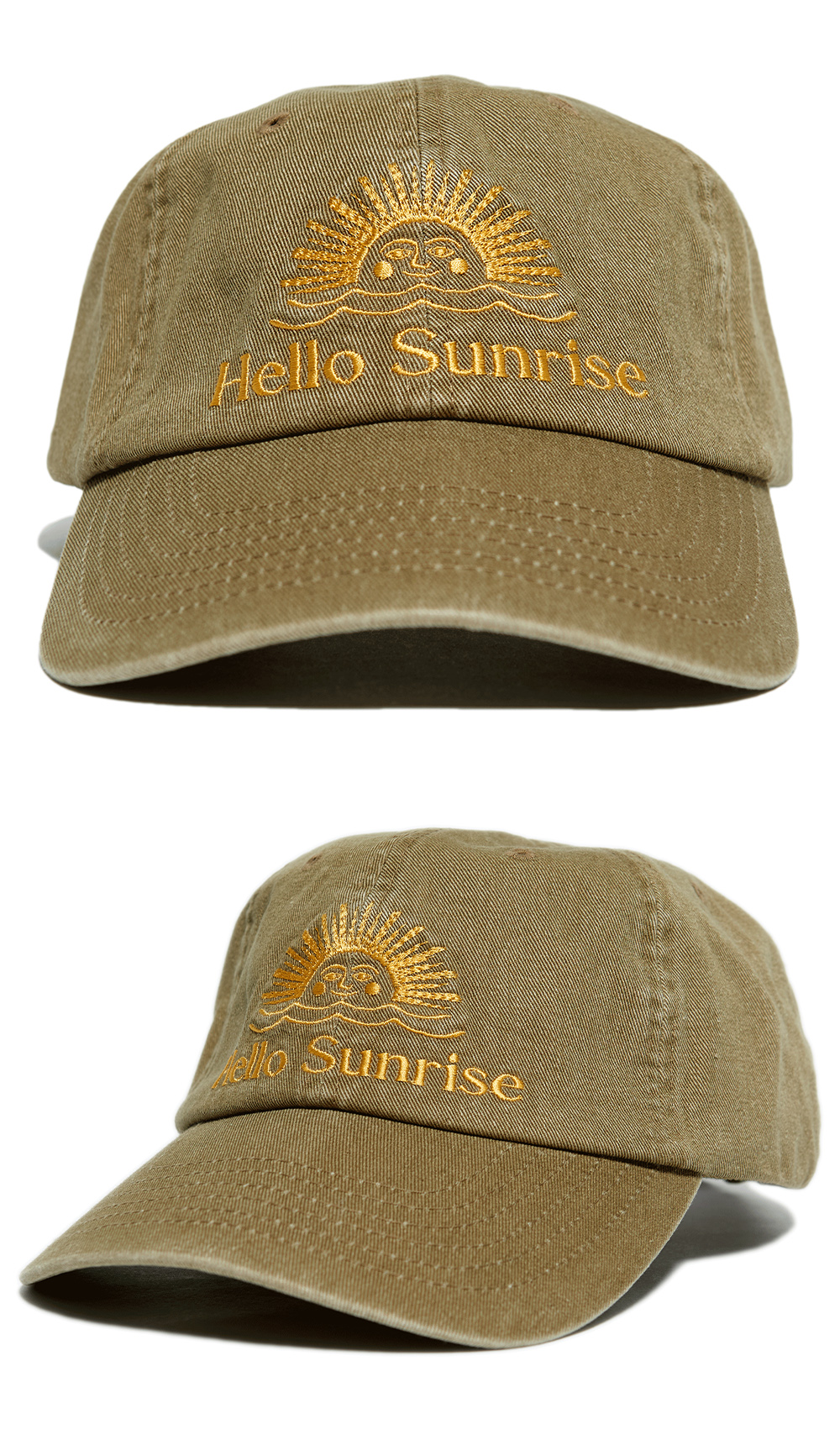 Hello Sunrise-ウォッシュドOGロゴボールキャップ Camel Brown Hello Sunrise ウォッシュドOGロゴボールキャップ Camel Brown
