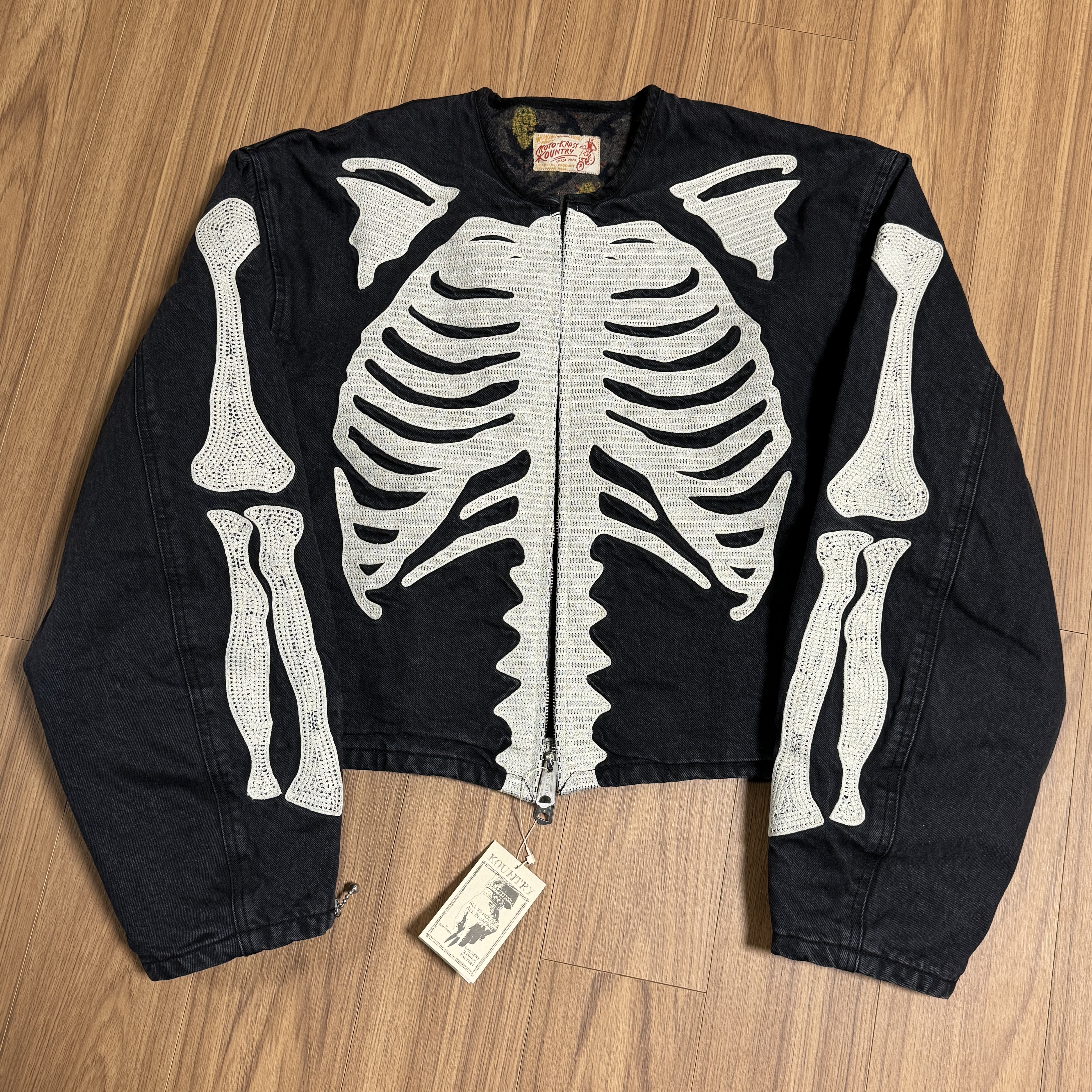Kapital 14 oz. Black X Black Denim Motocross Bone Jacket Black 착용 스타일