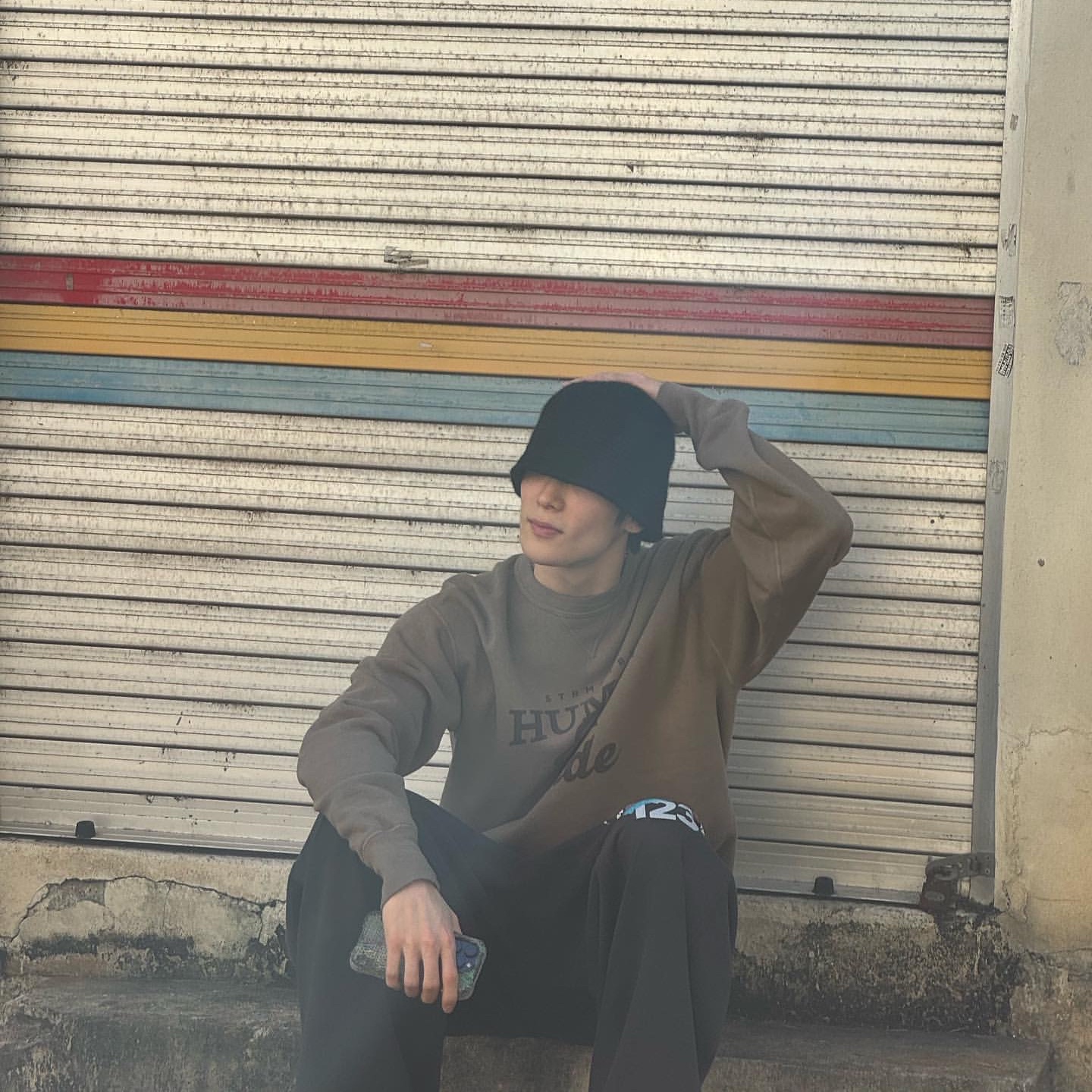 Human Made Tsuriami Sweatshirt Green 착용 스타일 - 1