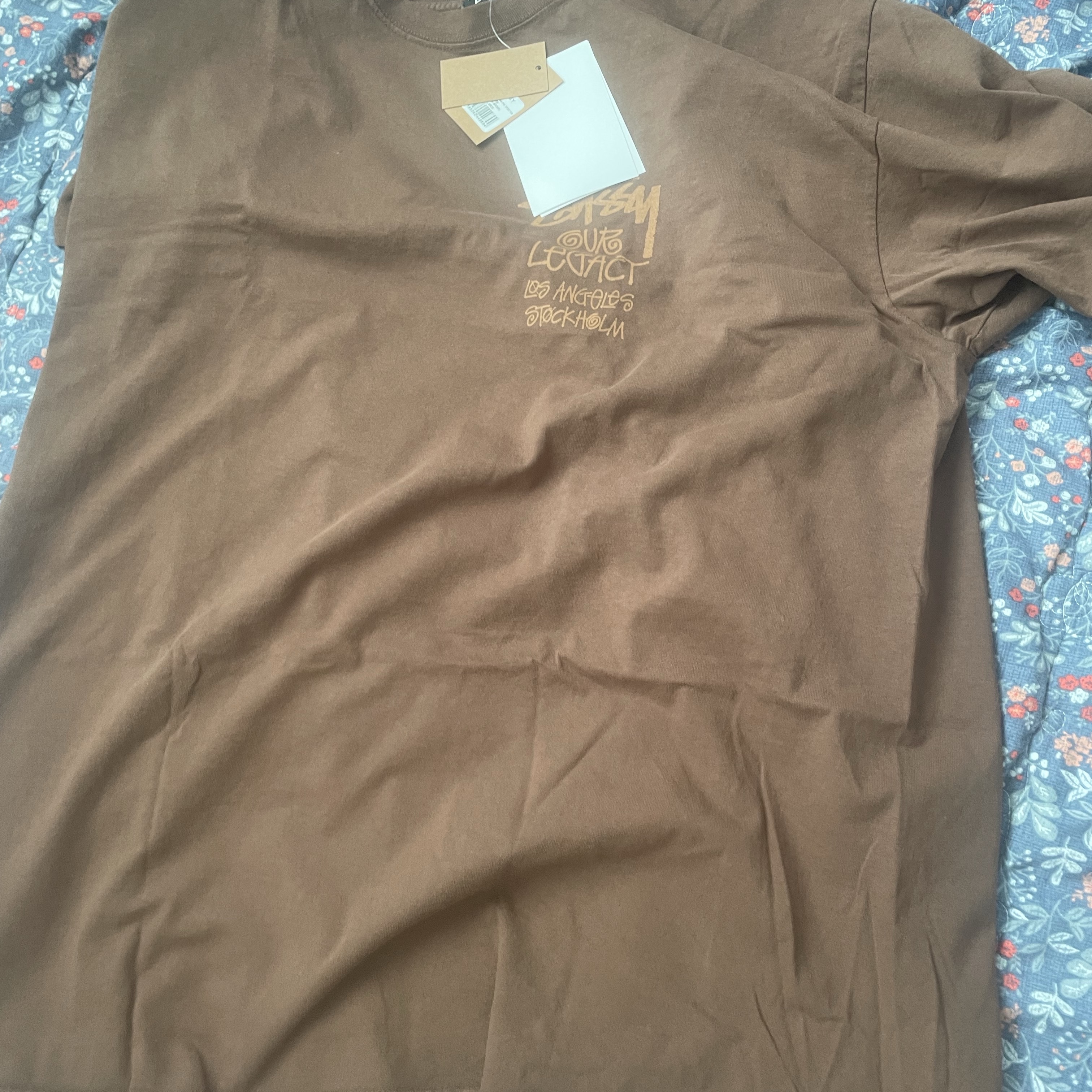Stussy x Our Legacy Surfman Pigment Dyed T-Shirt Dark Brown 착용 스타일