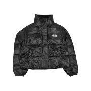 (W) The North Face White Label Glossy Detachable Down Jacket Black