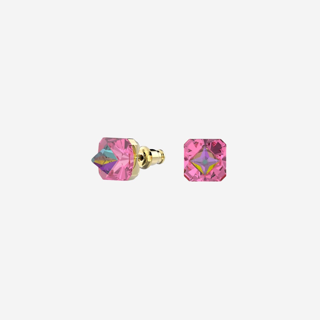 (W) Swarovski Ortyx Stud Pyramid Cut Earrings Pink Gold Plated 상세 이미지 2