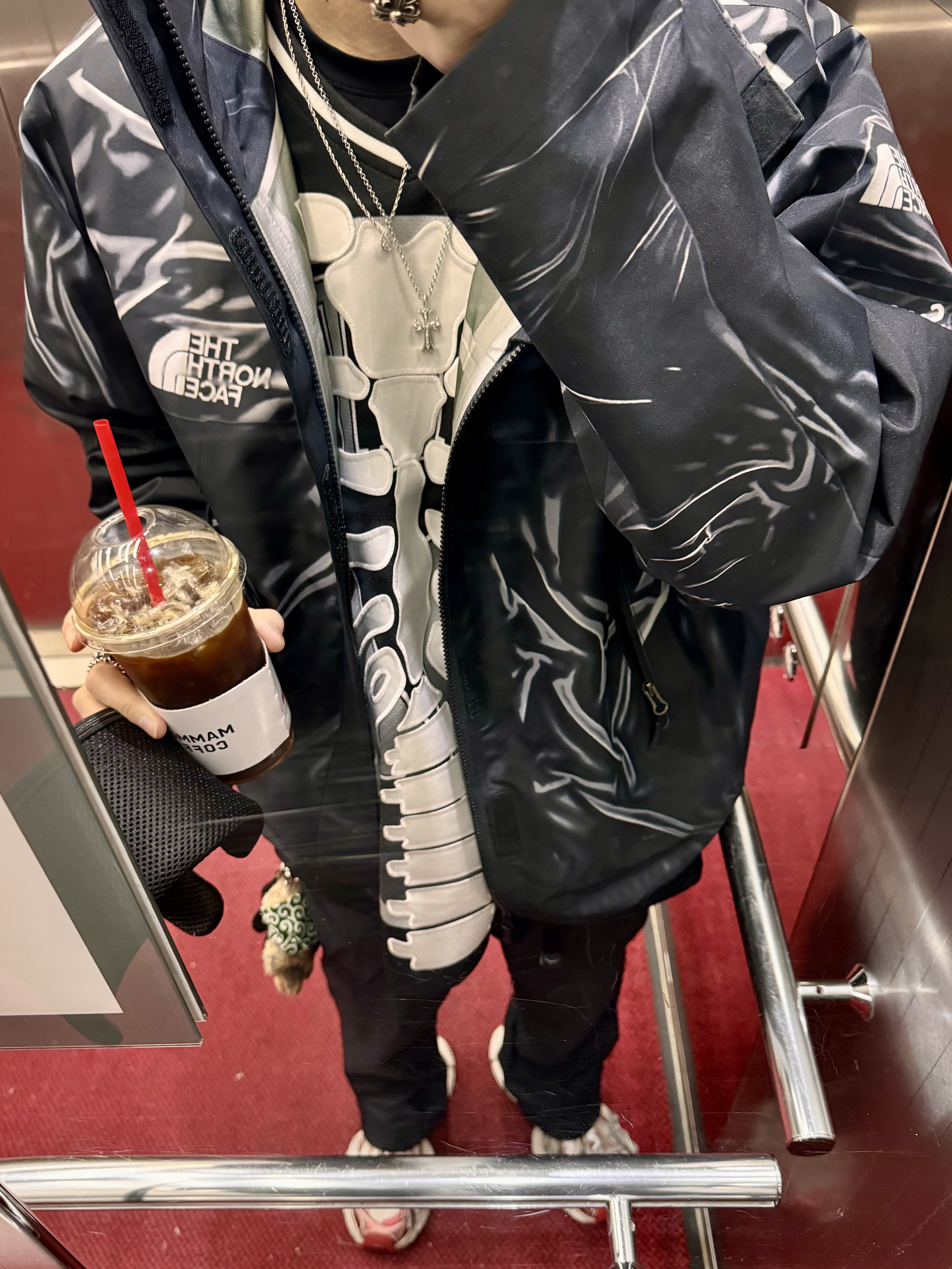 Supreme x The North Face Trompe L’oeil Printed Taped Seam Shell Jacket Black - 23SS 착용 스타일