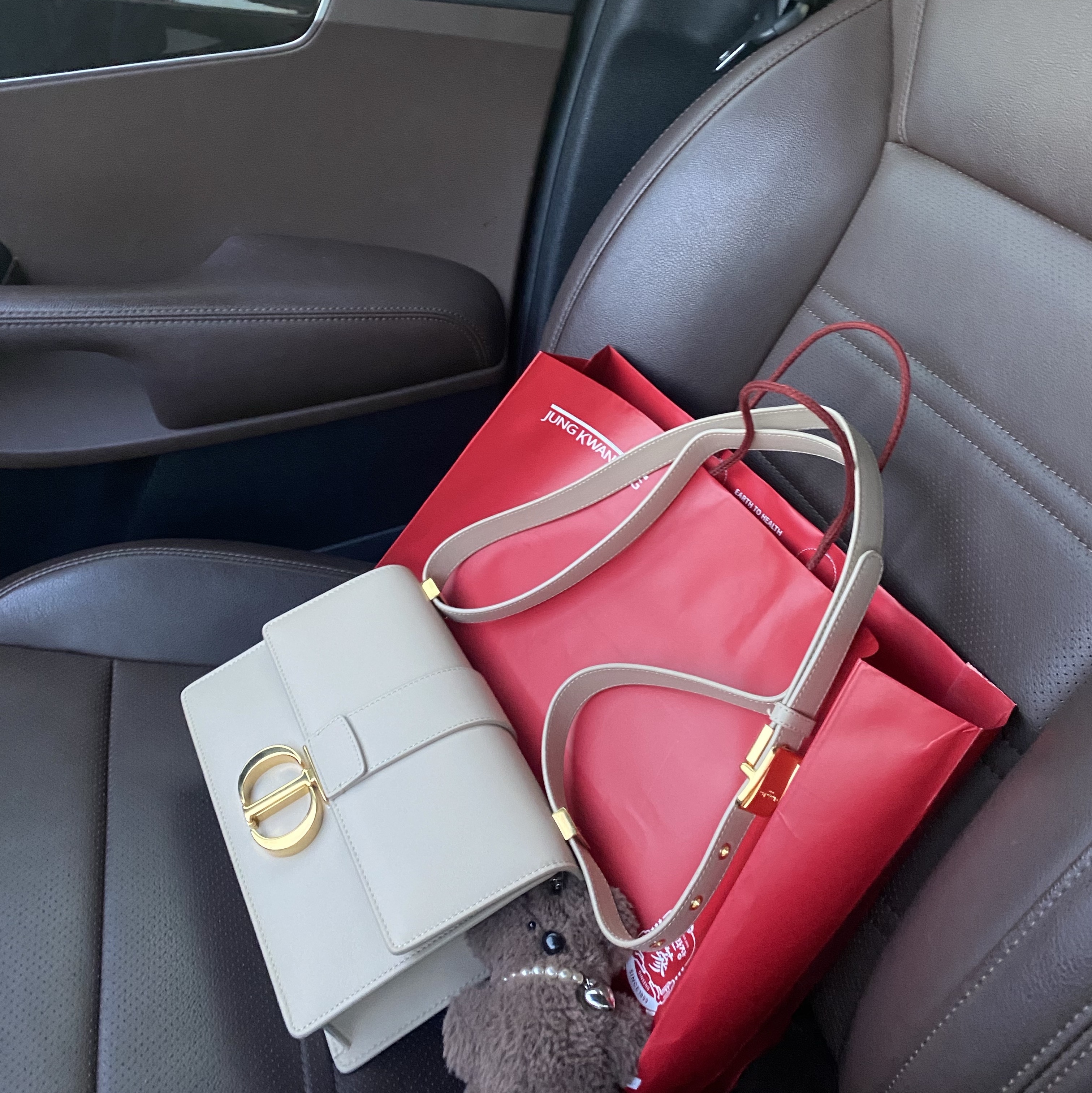 Dior Small 30 Montaigne Bag Calfskin Dusty Ivory 착용 스타일 - 2
