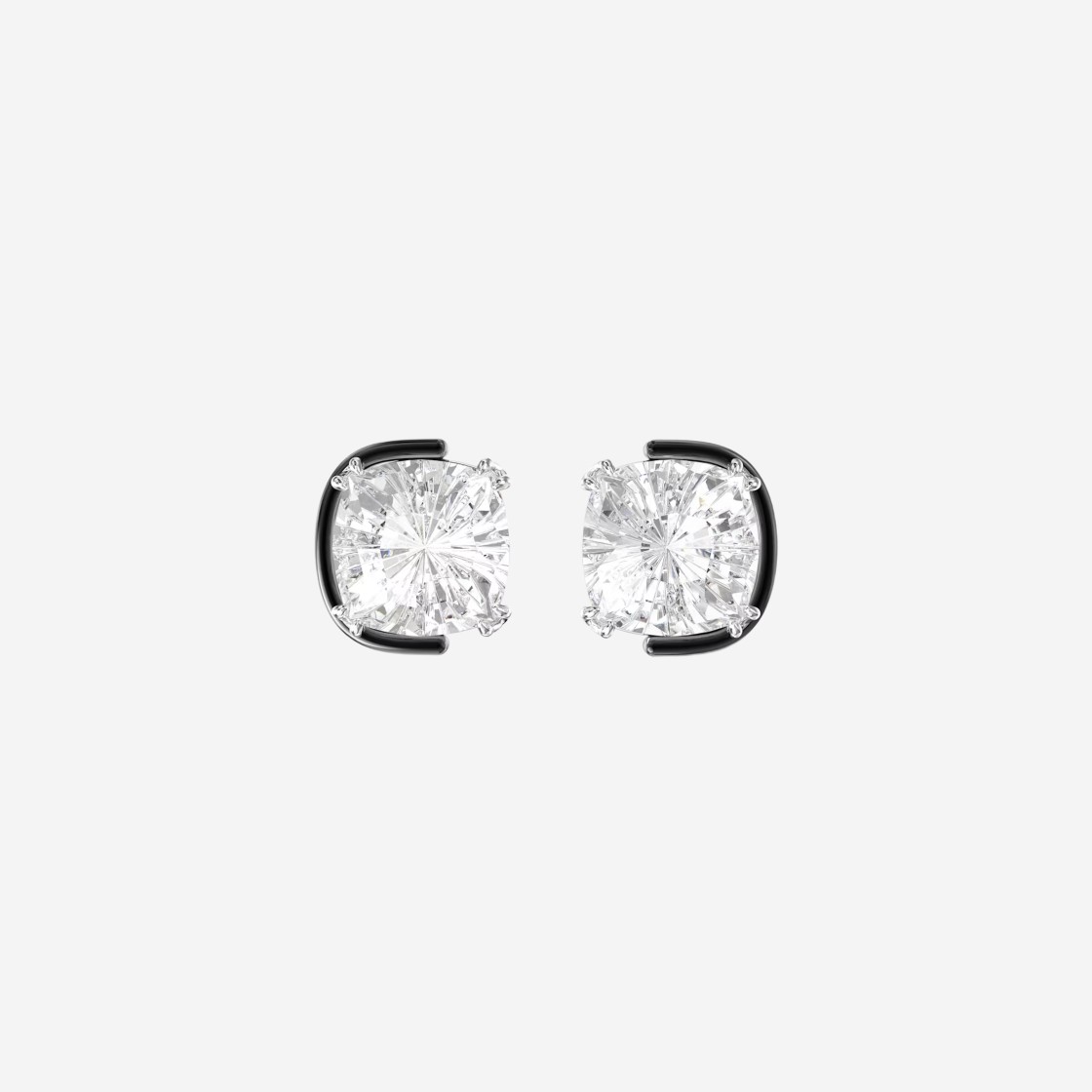 (W) Swarovski Harmonia Stud Cushion Cut Earrings White Mixed Metal Finish 상세 이미지 1