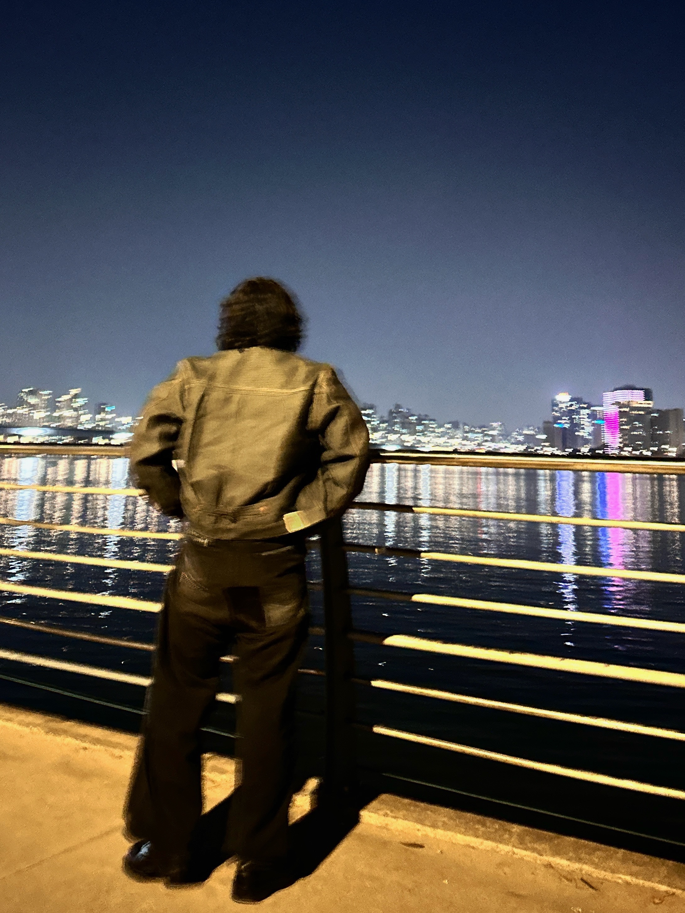 Kapital Century Denim 1st Jacket N7S Charcoal Indigo, Kapital Katsuragi Port Baggy Pants Black 착용 스타일 - 3