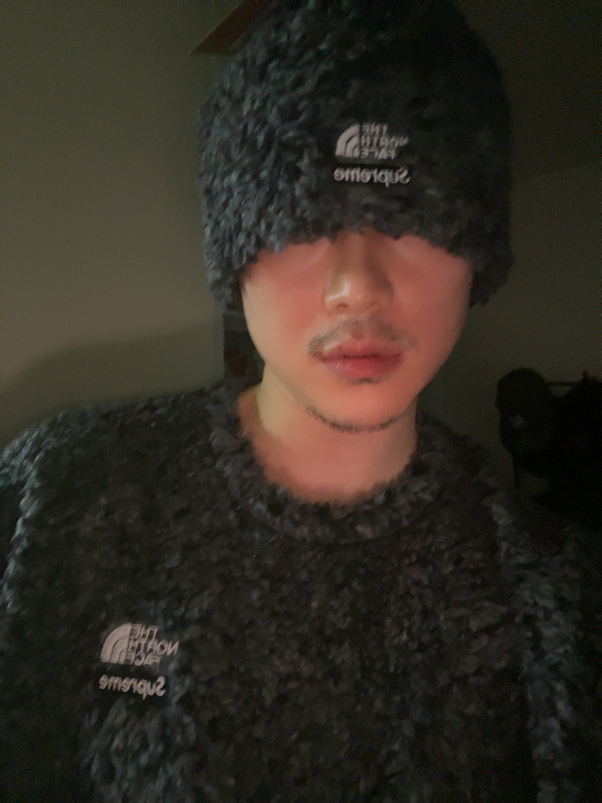 Supreme x The North Face High Pile Fleece Beanie Black - 23SS, Supreme x The North Face High Pile Fleece Pullover Black - 23SS 착용 스타일