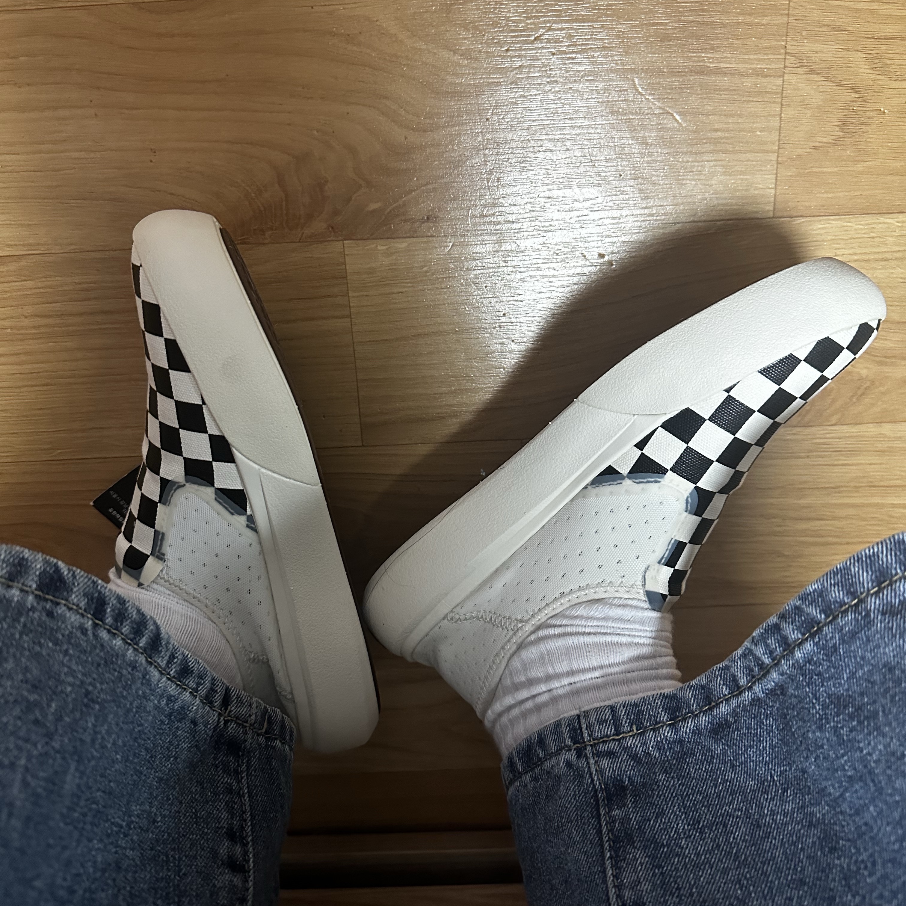 Vans Checkerboard Comfycush One Marshmallow 착용 스타일 - 1