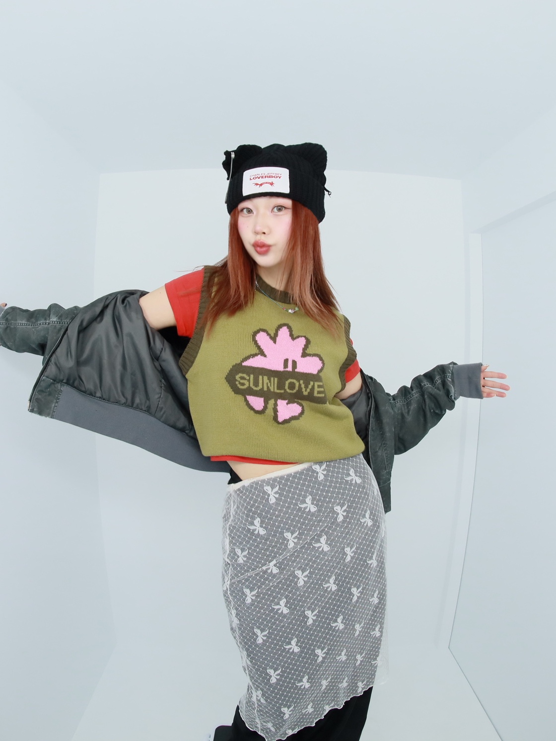 Charles Jeffrey Loverboy Chunky Punk Ears Beanie Black 착용 스타일 - 2