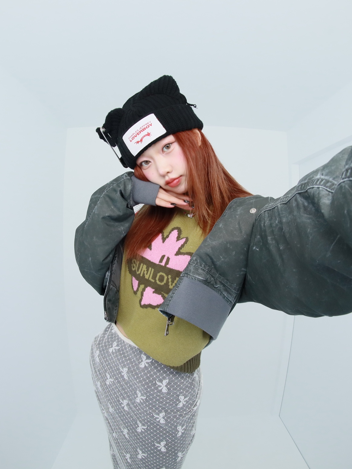Charles Jeffrey Loverboy Chunky Punk Ears Beanie Black 착용 스타일 - 1