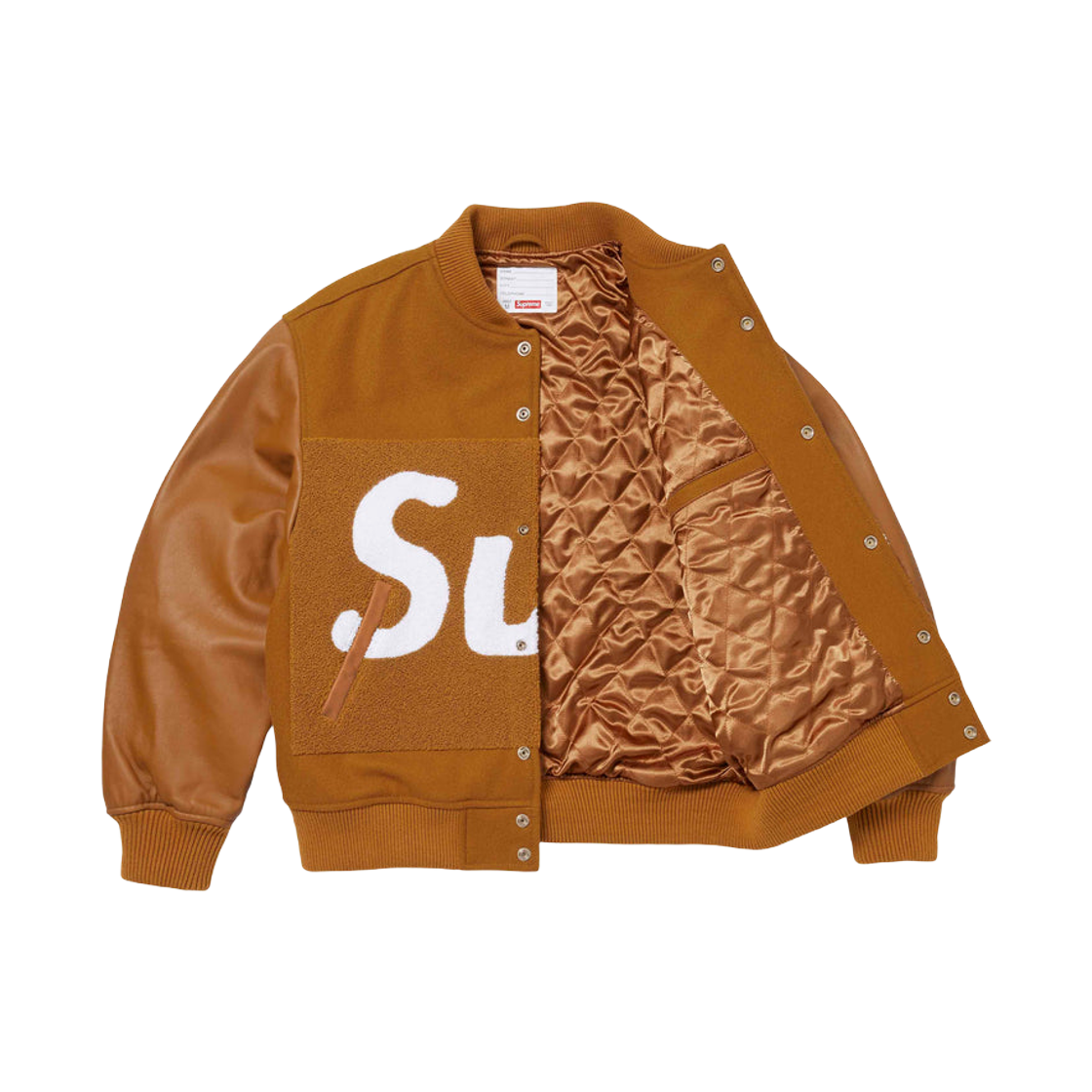 Supreme Big Logo Chenille Varsity Jacket Mustard - 24SS 상세 이미지 2