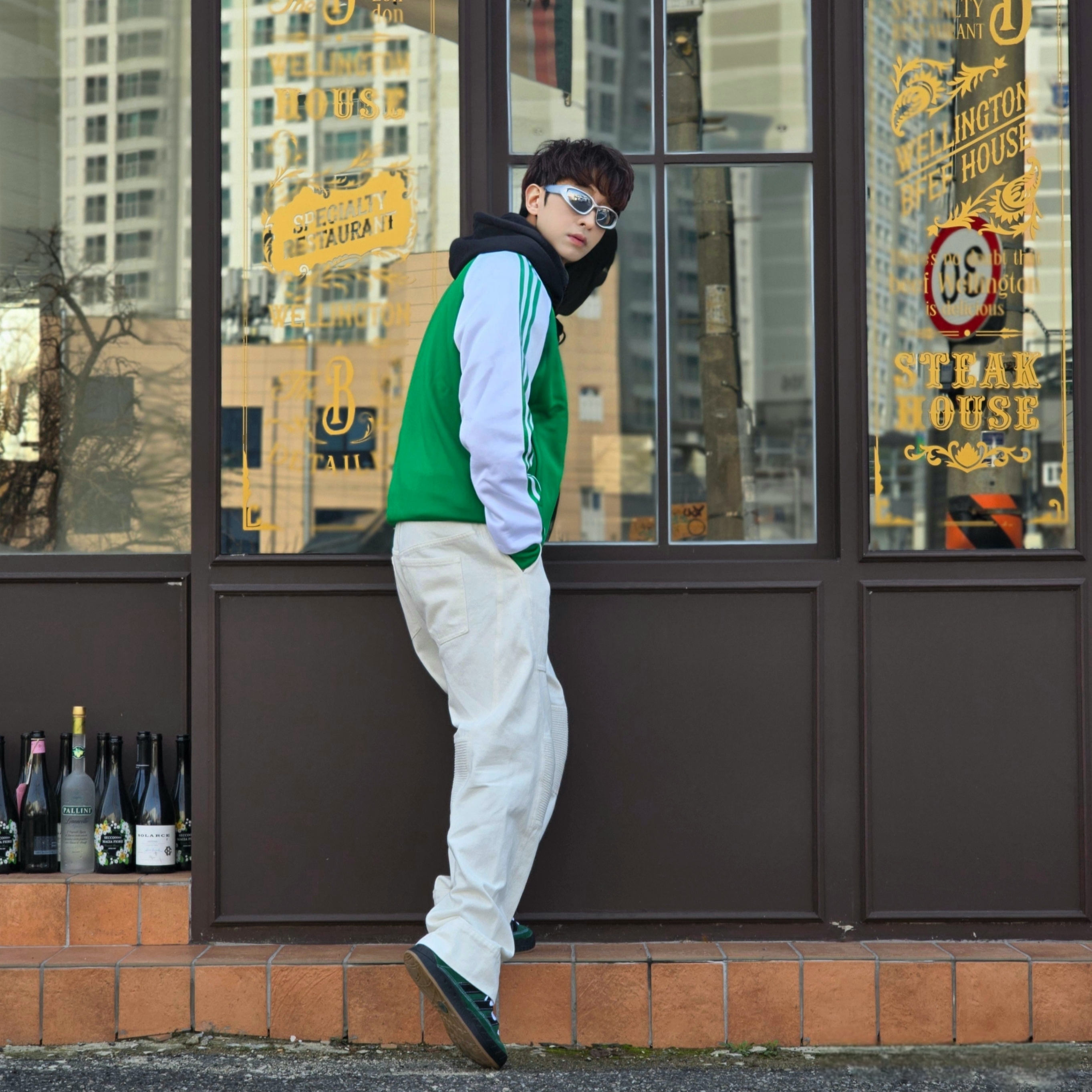 Adidas x YNuK Adimatic Dark Green Core Black 착용 스타일 - 5