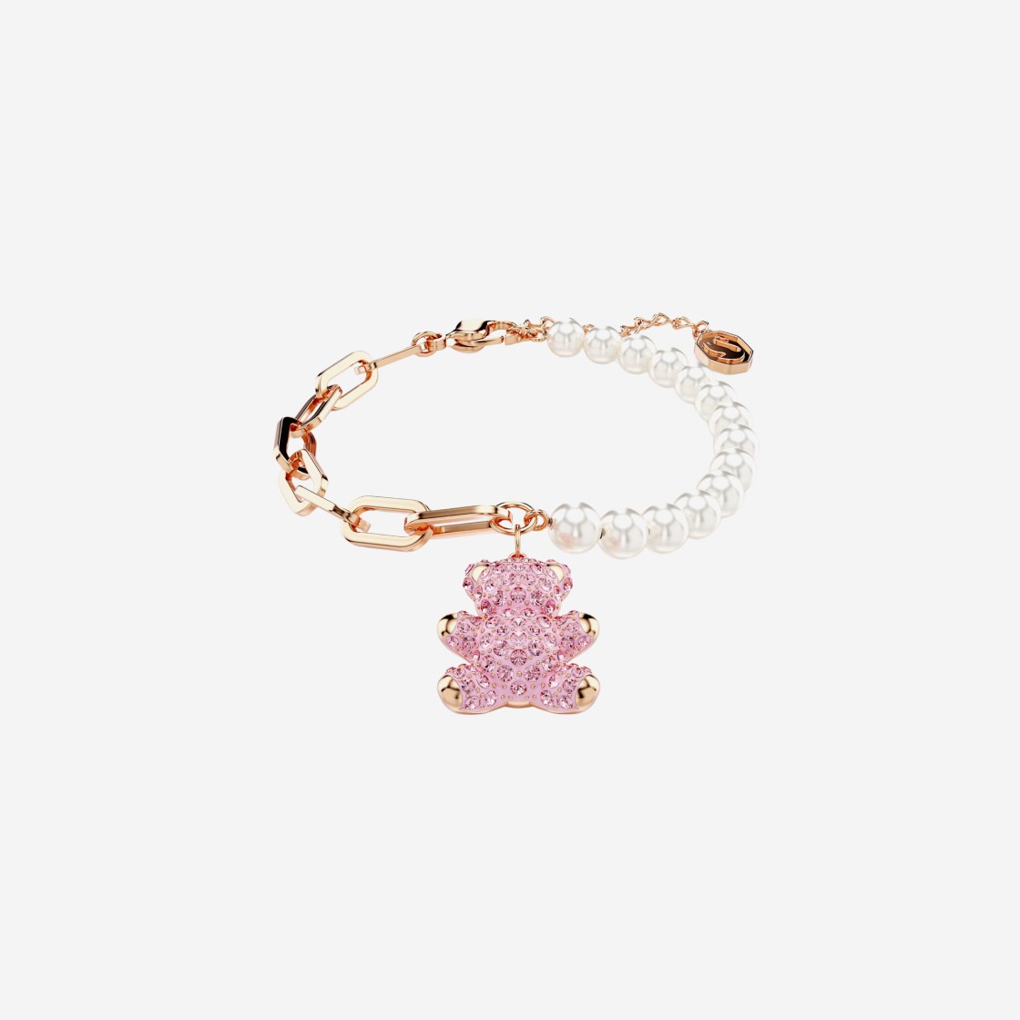 (W) Swarovski Teddy Bracelet Pink Rose Gold Plated 상세 이미지 1