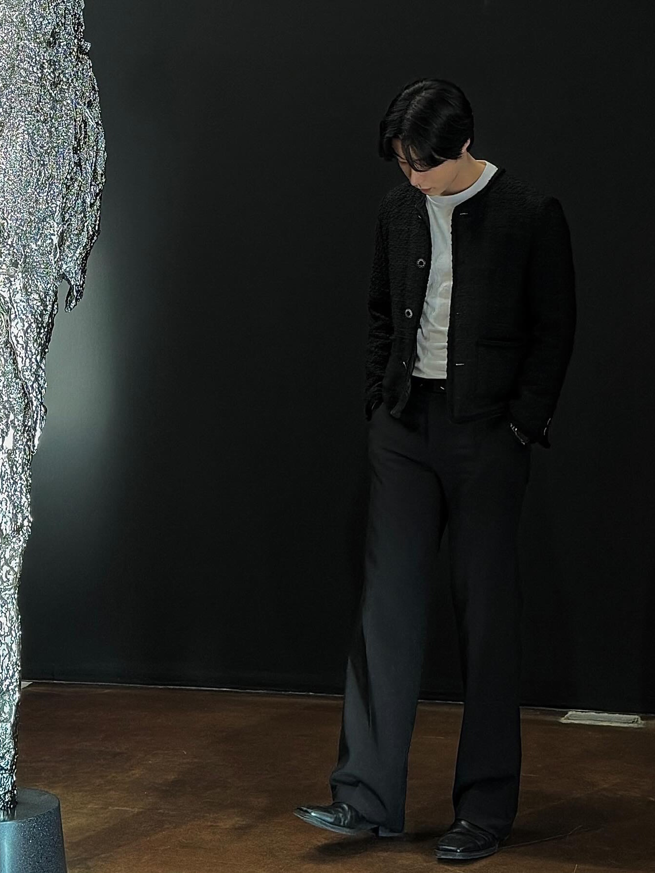 (W) Maison Margiela Four Stitches Leather Belt Black, Apple Watch SE 44mm GPS Space Gray Aluminum Case with Sport Band Midnight (Korean Ver.) 착용 스타일