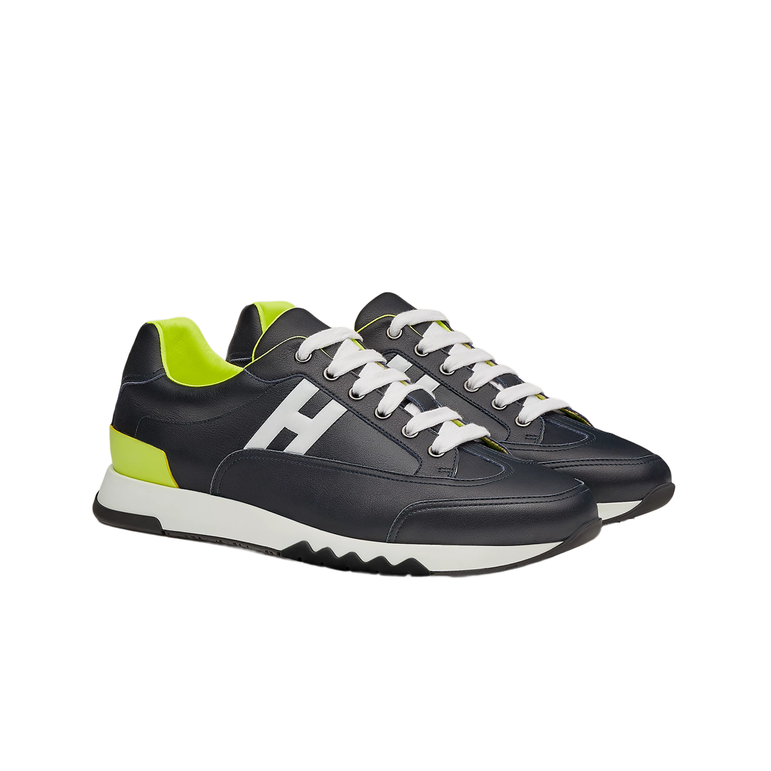 에르메스 트레일 스니커즈 카프스킨 & 블루 인디고 죤 플루오(Hermes Trail Sneakers Calfskin & Bleu Indigo Jaune Fluo) - 3