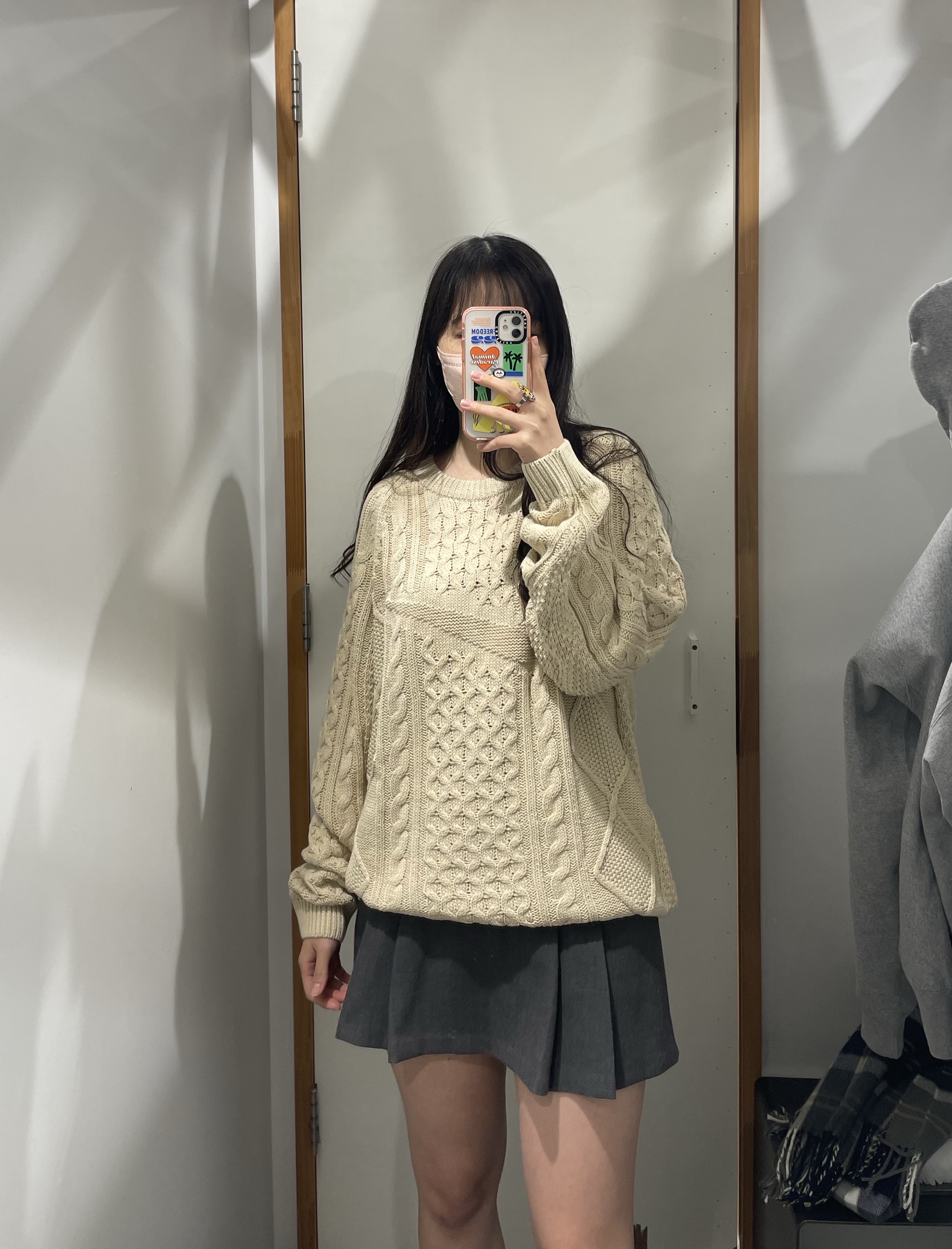 Nike Cable Knit LS Sweater Rattan - Asia 착용 스타일