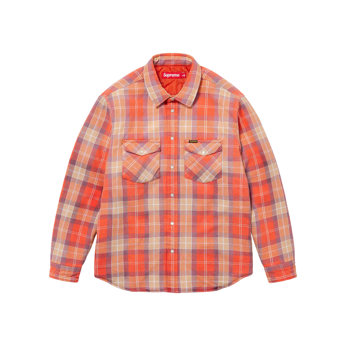 Supreme Quilted Flannel Snap Shirt Orange - 24SS 상세 이미지 1