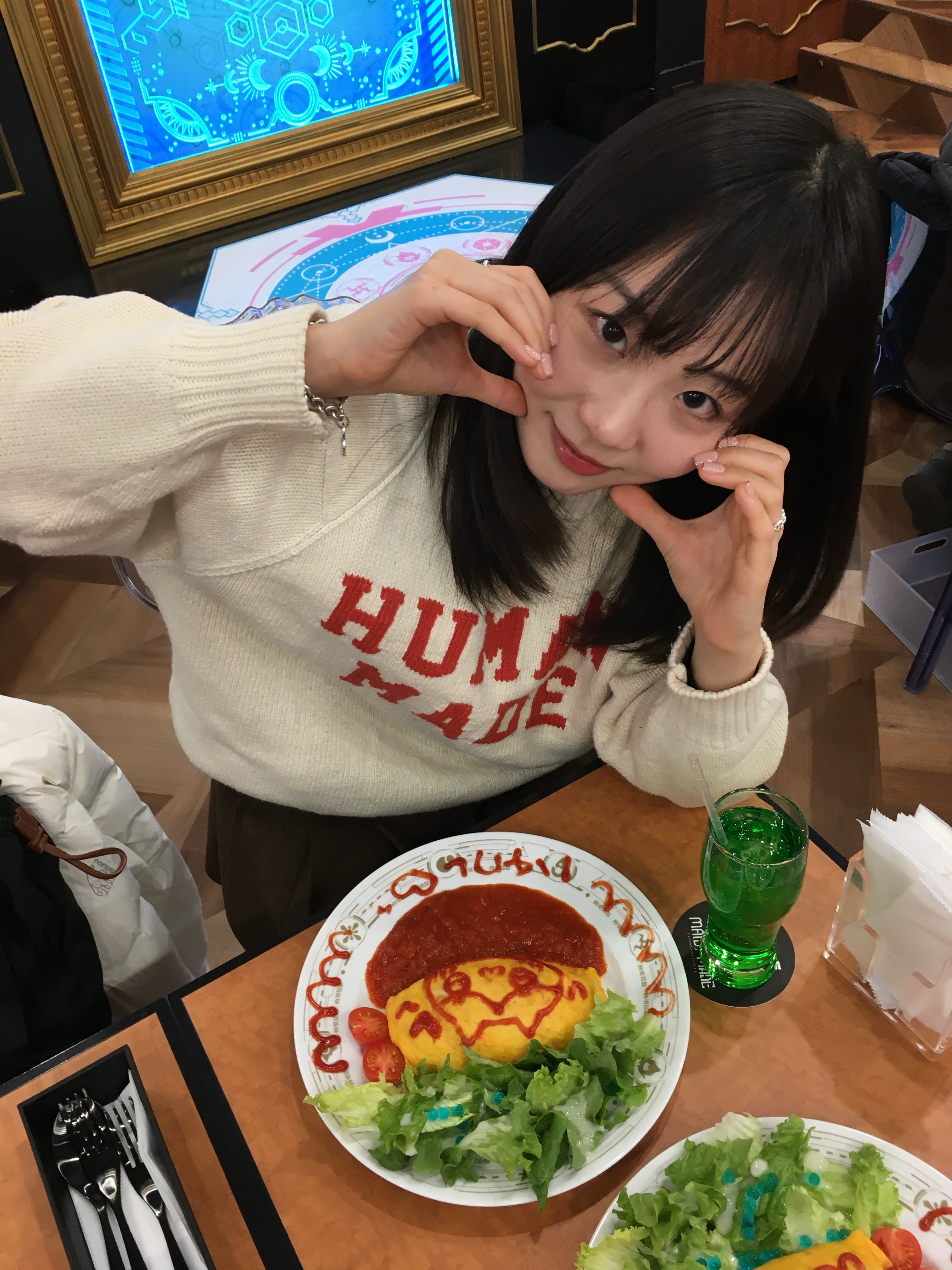 Human Made Bear Raglan Knit Sweater White 착용 스타일