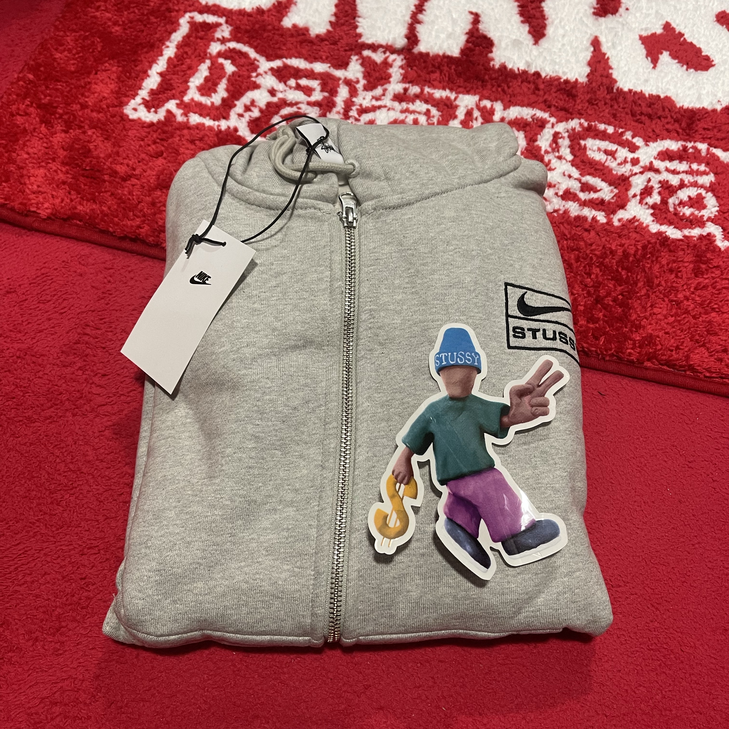 Nike x Stussy Full Zip Fleece Hoodie Grey Heather (FJ9181-050) 착용 스타일