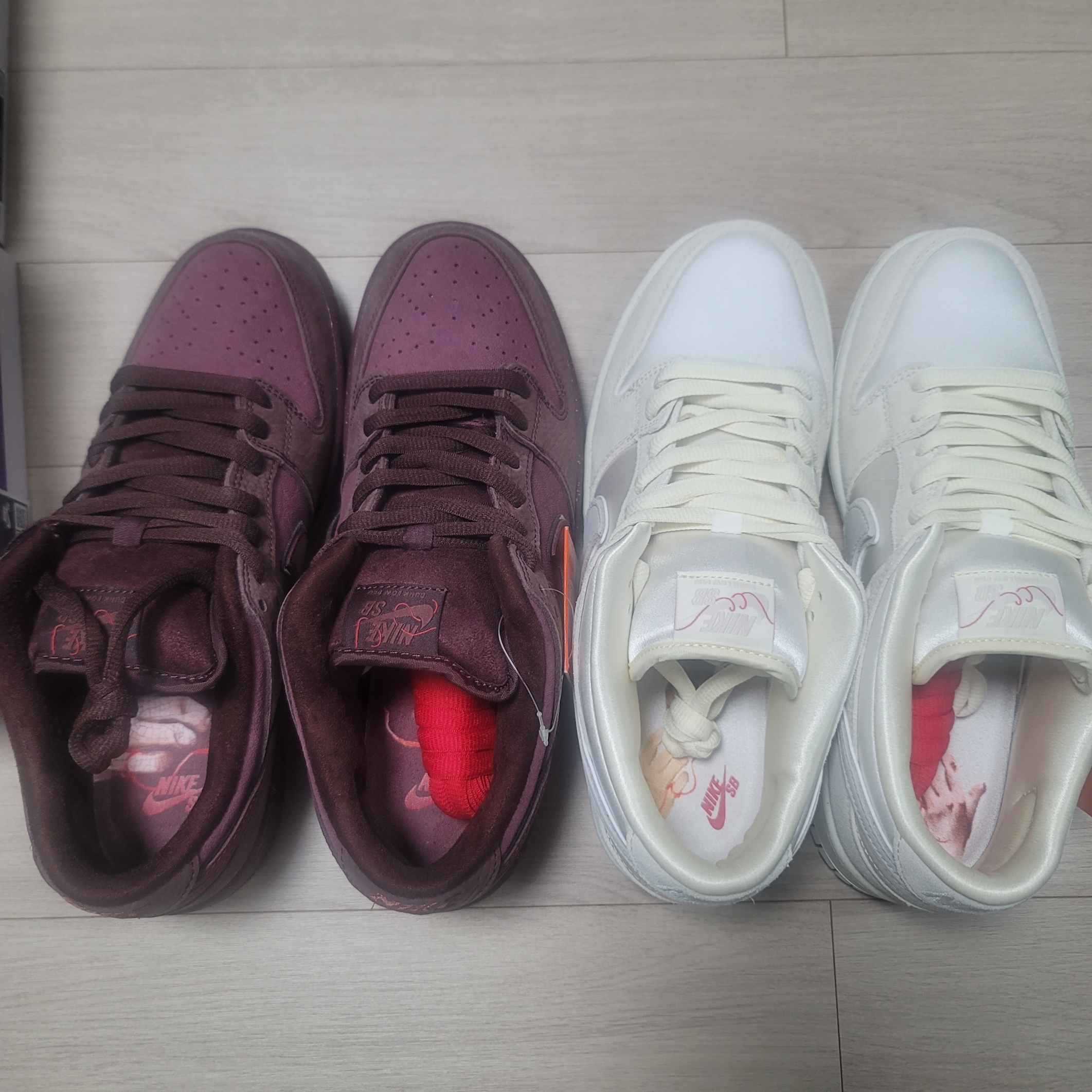 Nike SB Dunk Low PRM Burgundy Crush, Nike SB Dunk Low PRM Coconut Milk 착용 스타일 - 1