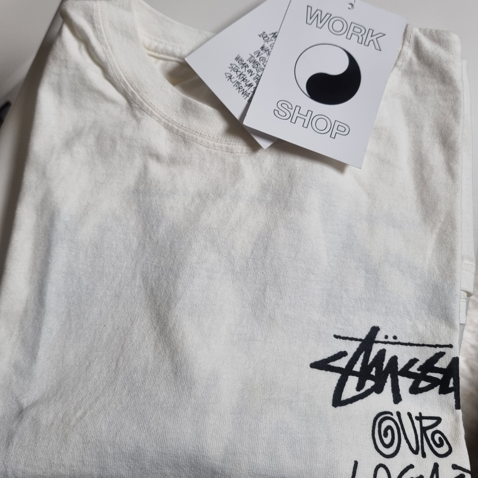 Stussy x Our Legacy Surfman Pigment Dyed T-Shirt Natural 착용 스타일