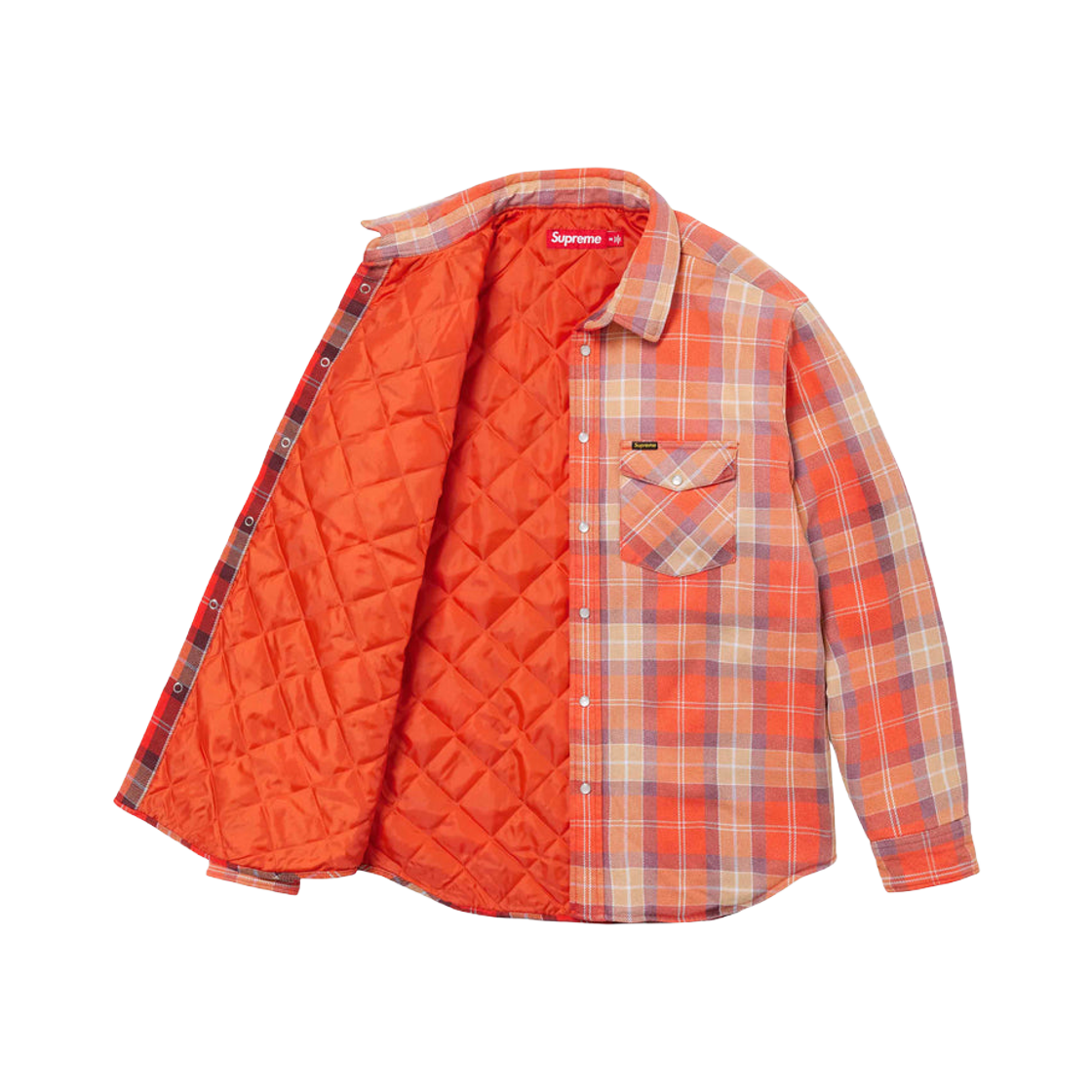 Supreme Quilted Flannel Snap Shirt Orange - 24SS 상세 이미지 2