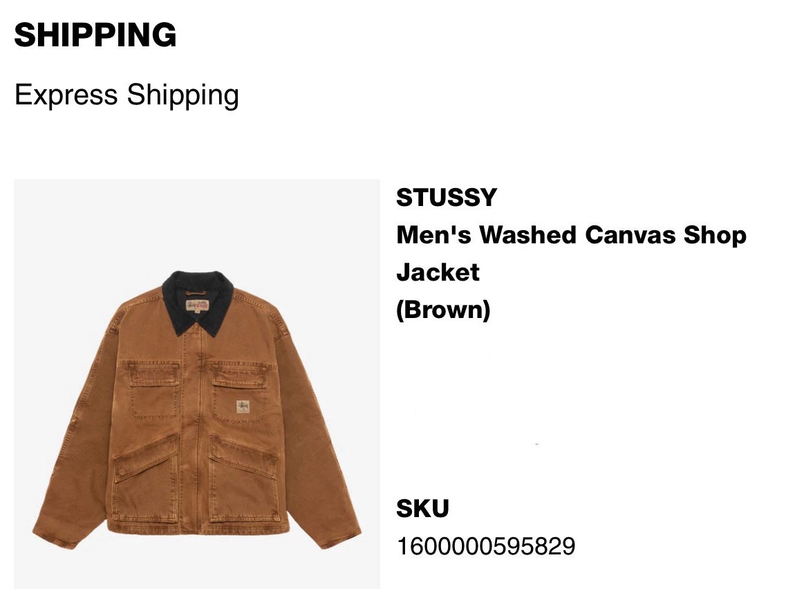 Stussy Washed Canvas Shop Jacket Bronze 착용 스타일