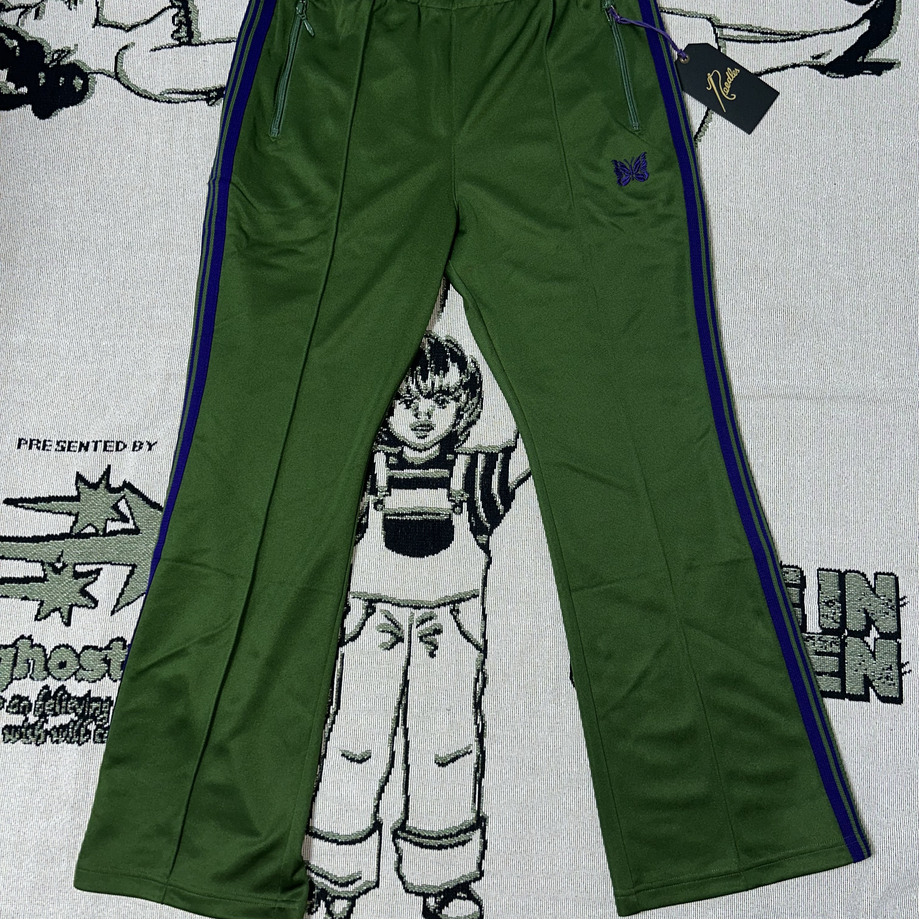 Needles Boot-Cut Track Pants Poly Smooth Ivy Green 착용 스타일 - 4