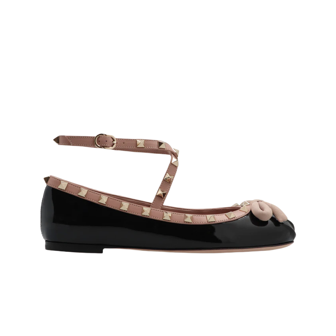 S0HB6VNWN71 (W) Valentino Rockstud Cross Strap Ballet Flat Black