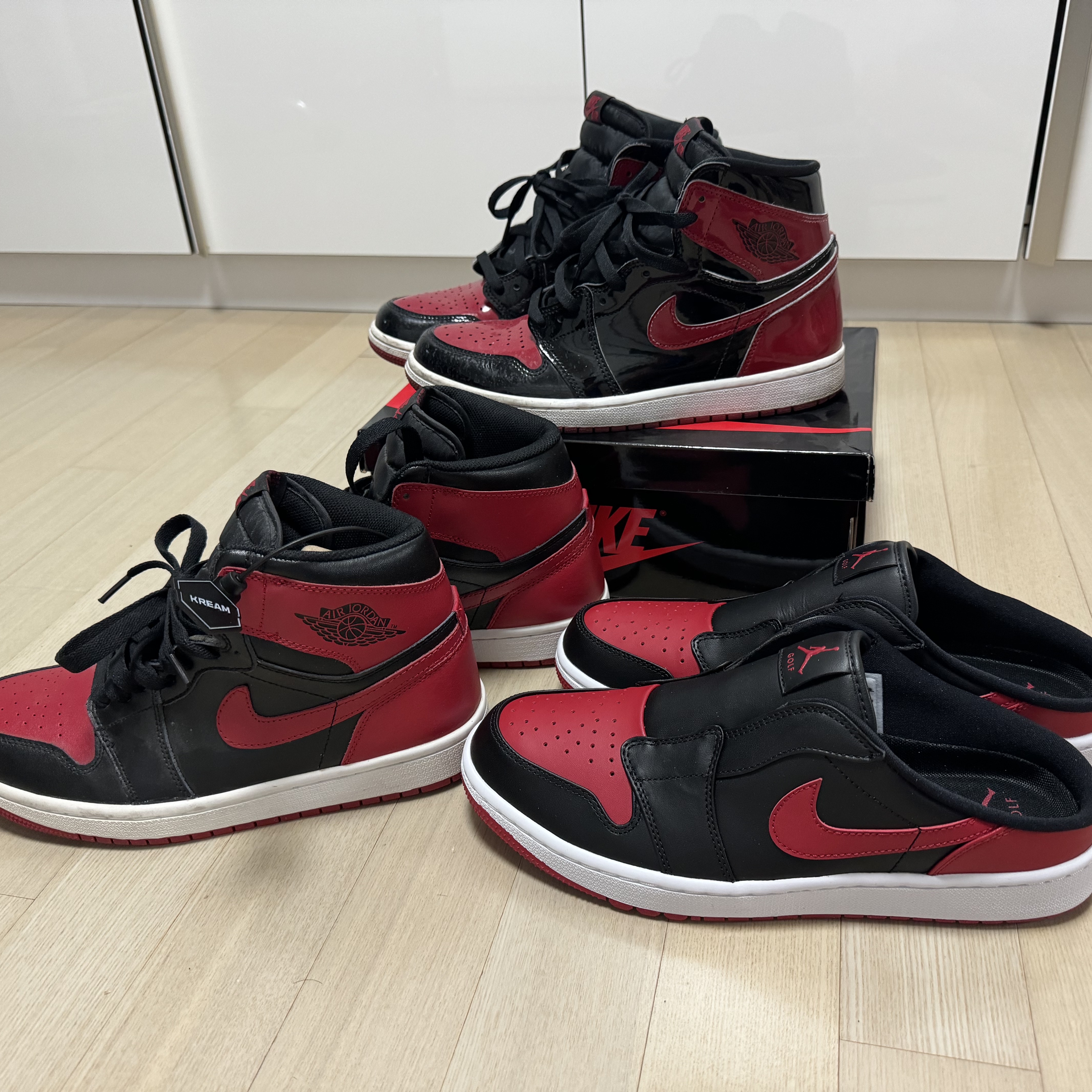 Jordan 1 Retro High OG Patent Bred, Jordan 1 Retro High Banned 2011 착용 스타일