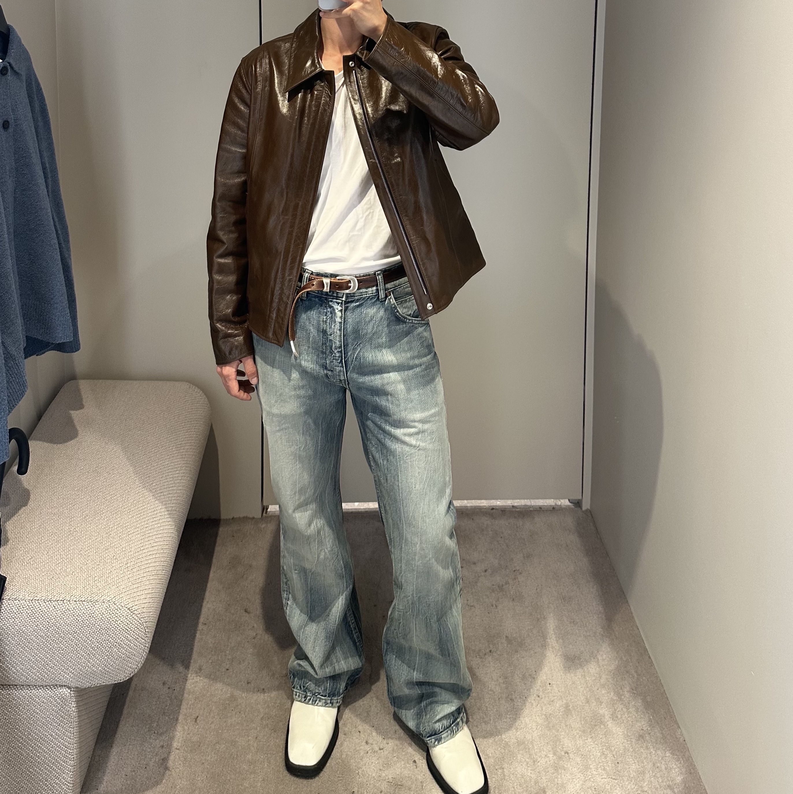Our Legacy Belt 2cm Leather Brown 착용 스타일