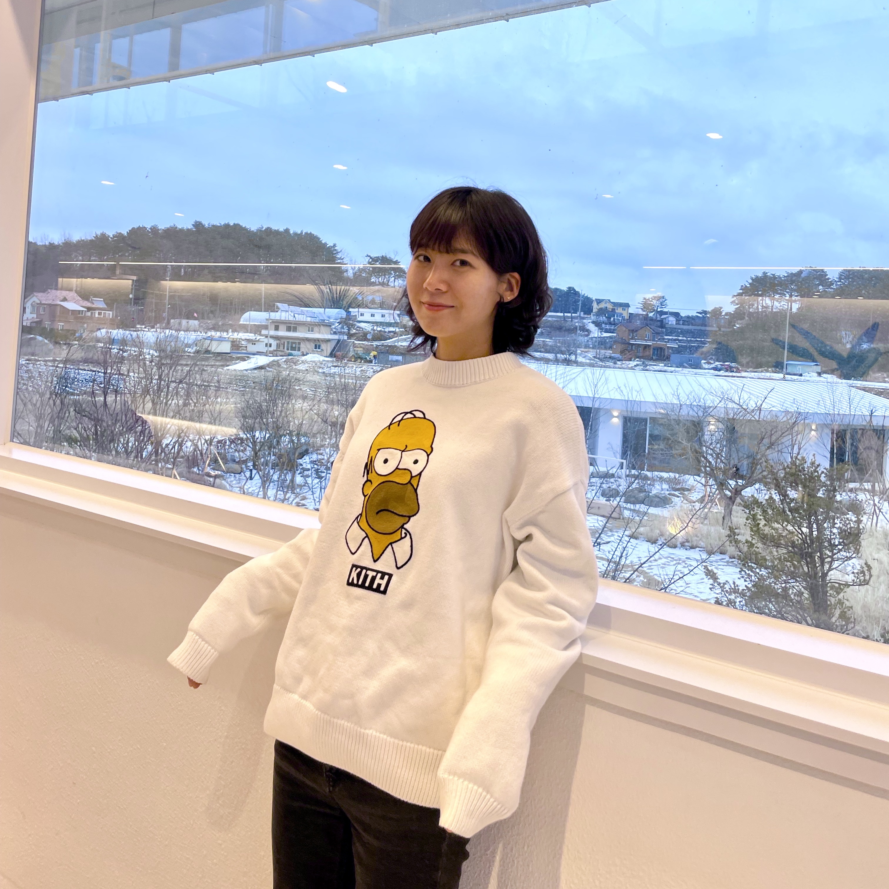 Kith x The Simpsons Bart Intarsia Sweater Navy Multi, (W) Balenciaga Speed 2.0 Trainer Shiny Black 착용 스타일 - 1