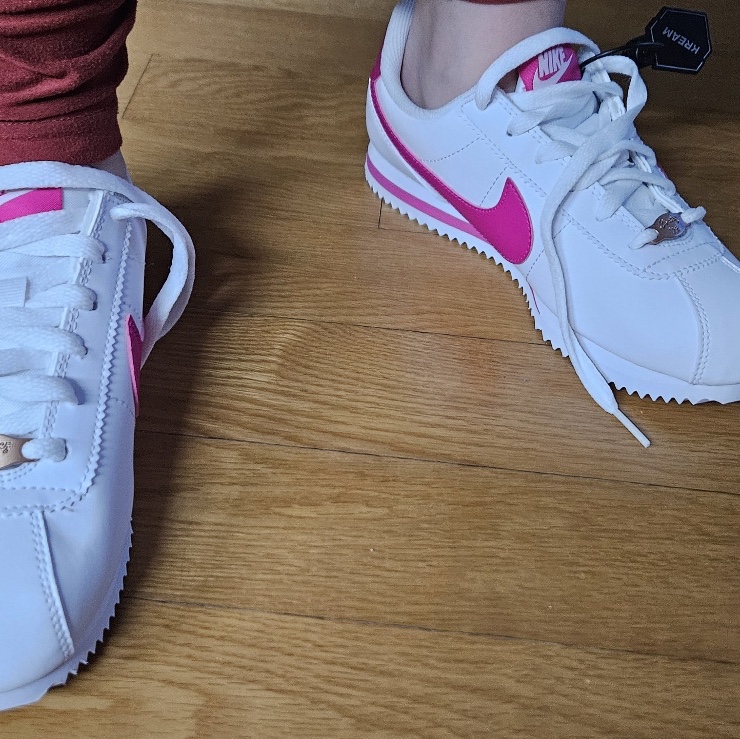 (GS) Nike Cortez Basic SL White Pink Prime 착용 스타일