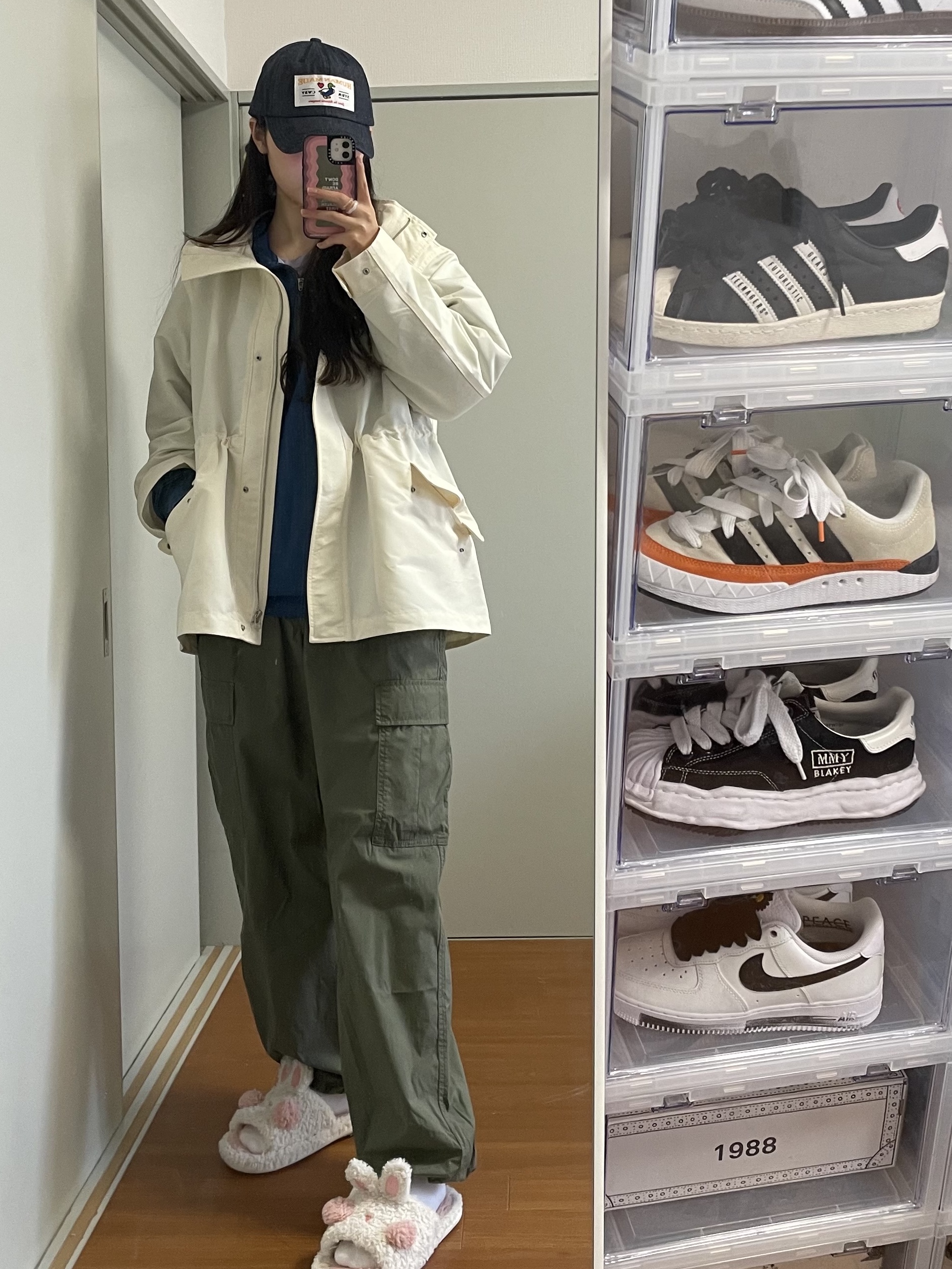 Human Made 6-Panel Denim Cap Indigo, Adidas x Human Made Adimatic White 착용 스타일