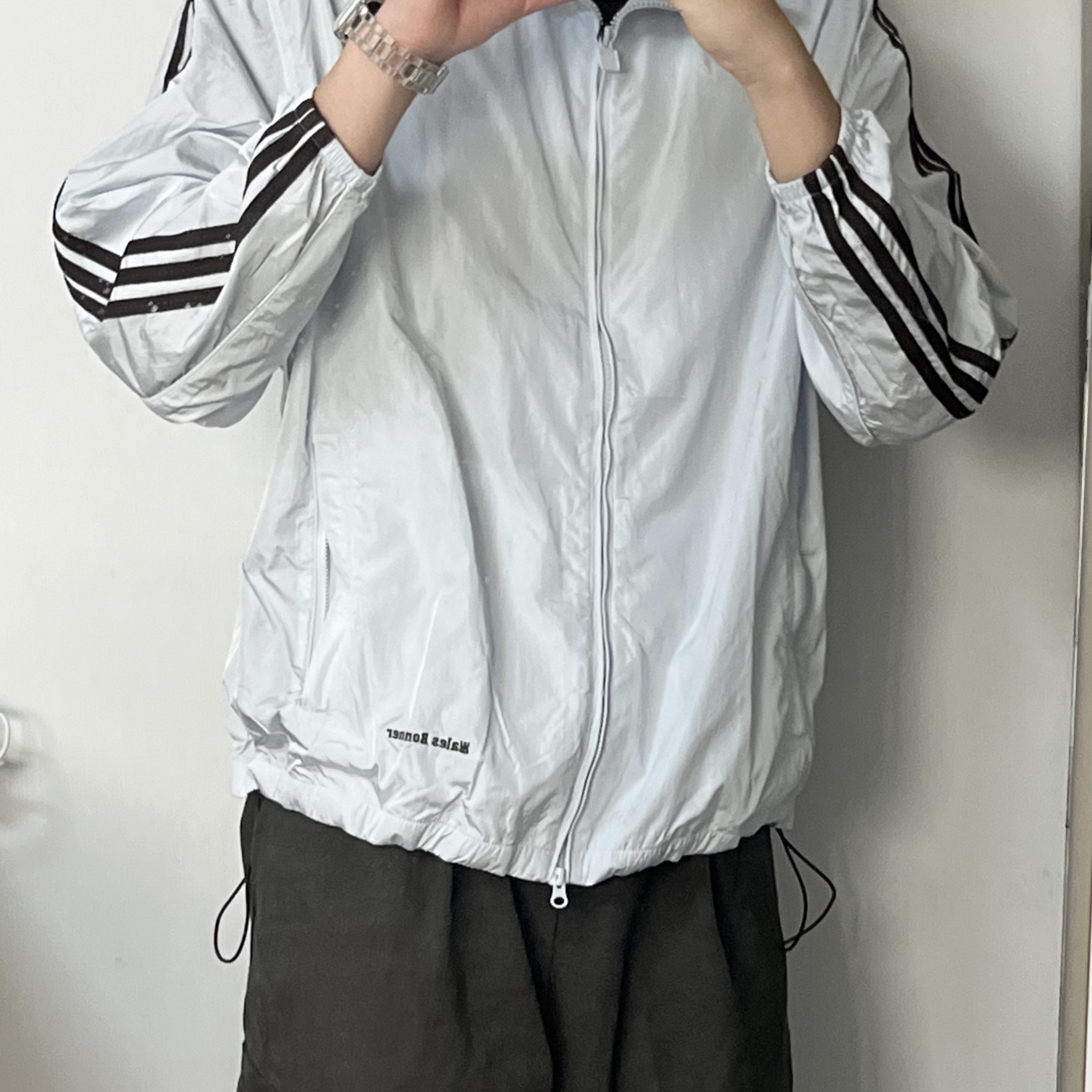 Adidas x Wales Bonner Statement Nylon Track Top Blue Tint - US Sizing 착용 스타일 - 1
