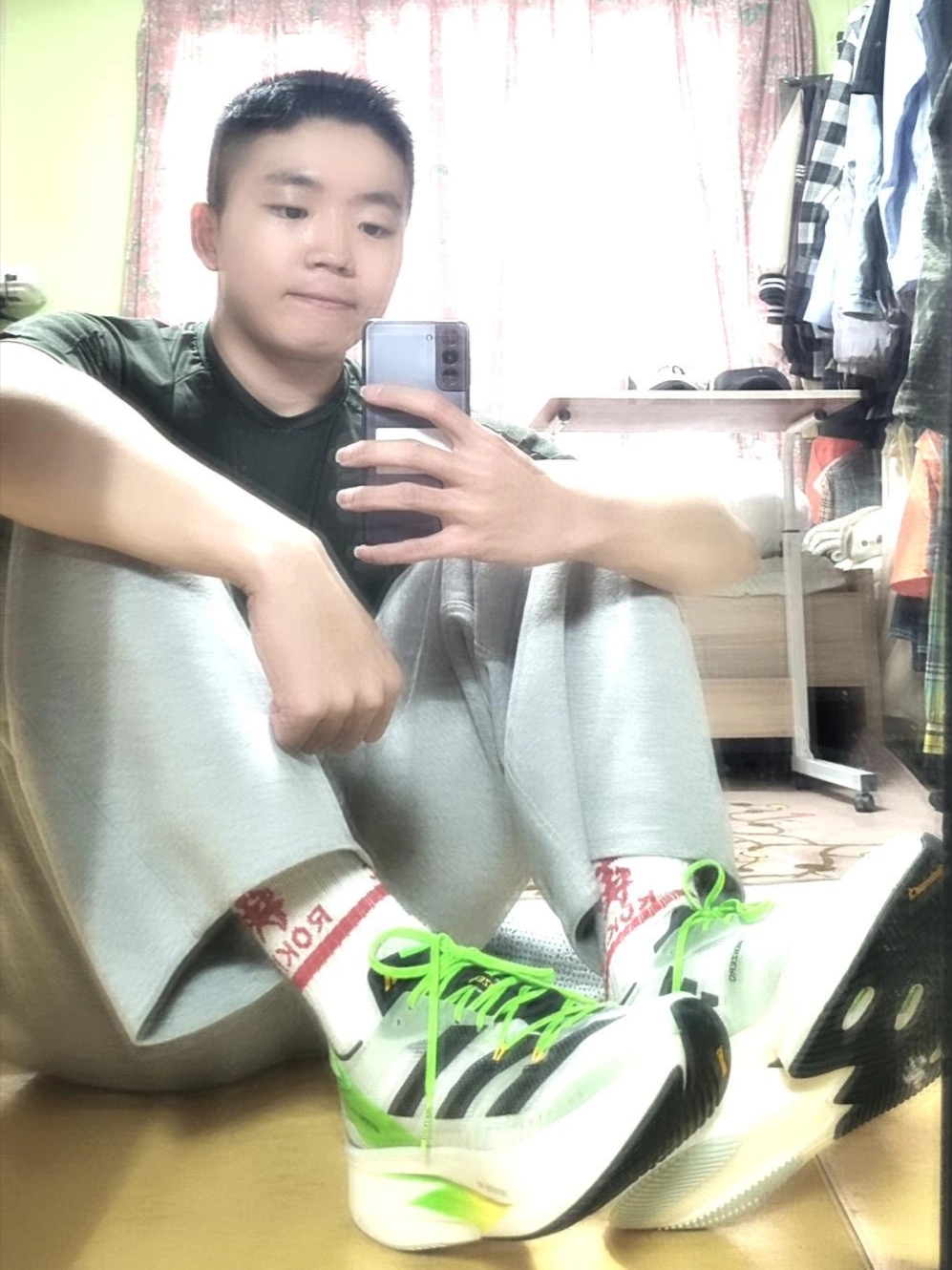 Adidas Adizero Prime X Linen Green 착용 스타일