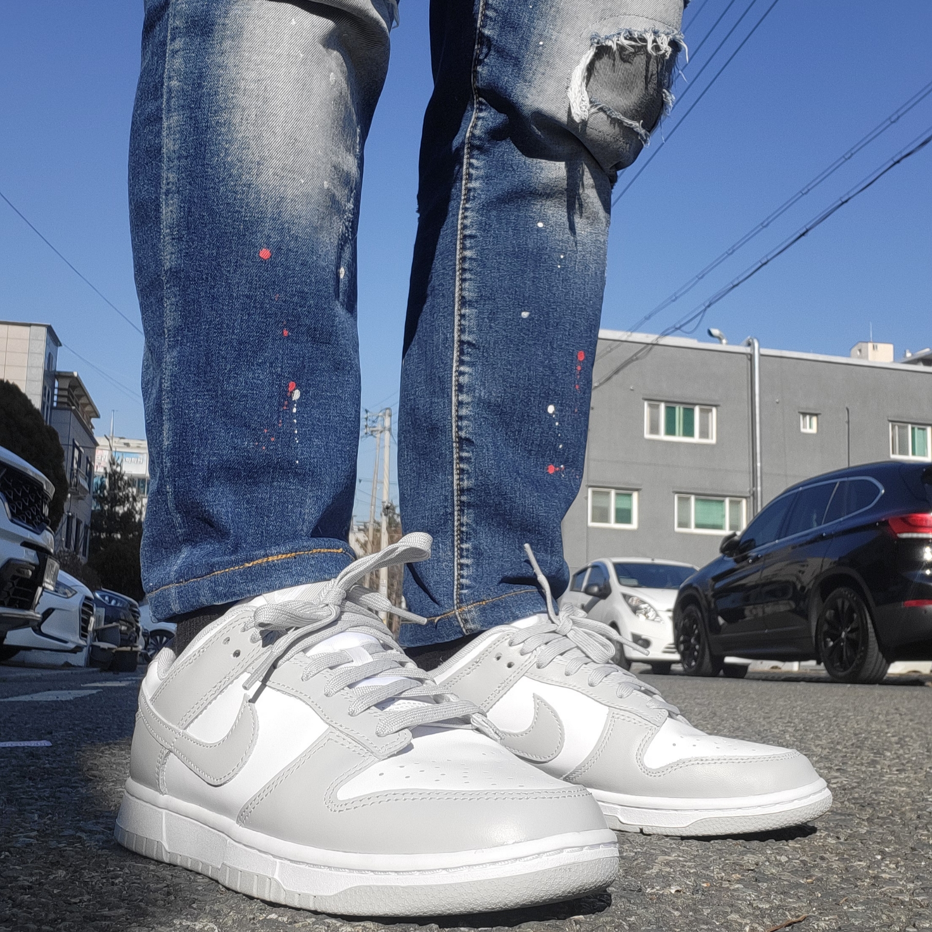 Nike Dunk Low Retro Grey Fog 착용 스타일 - 2